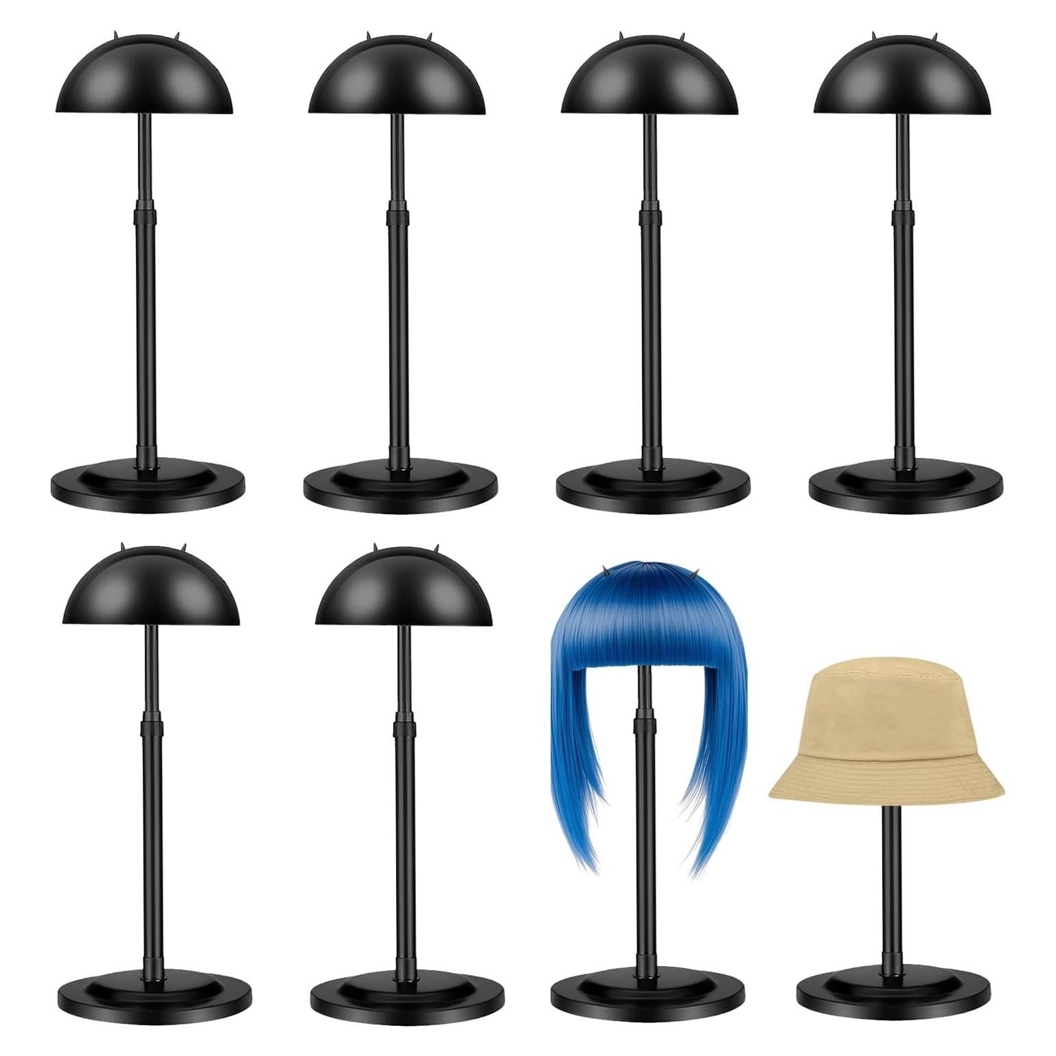 Soporte de Peluca Ajustable Geegoods - 8 Pcs Negro 25-48 cm