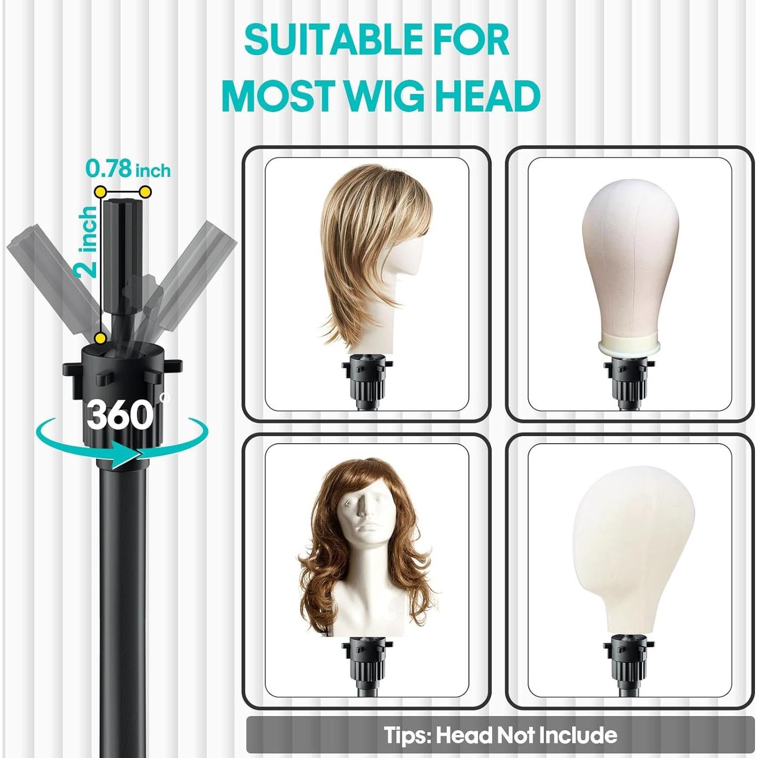 Soporte de Peluca Trípode GSOW Ajustable 79-145 cm con Bandeja