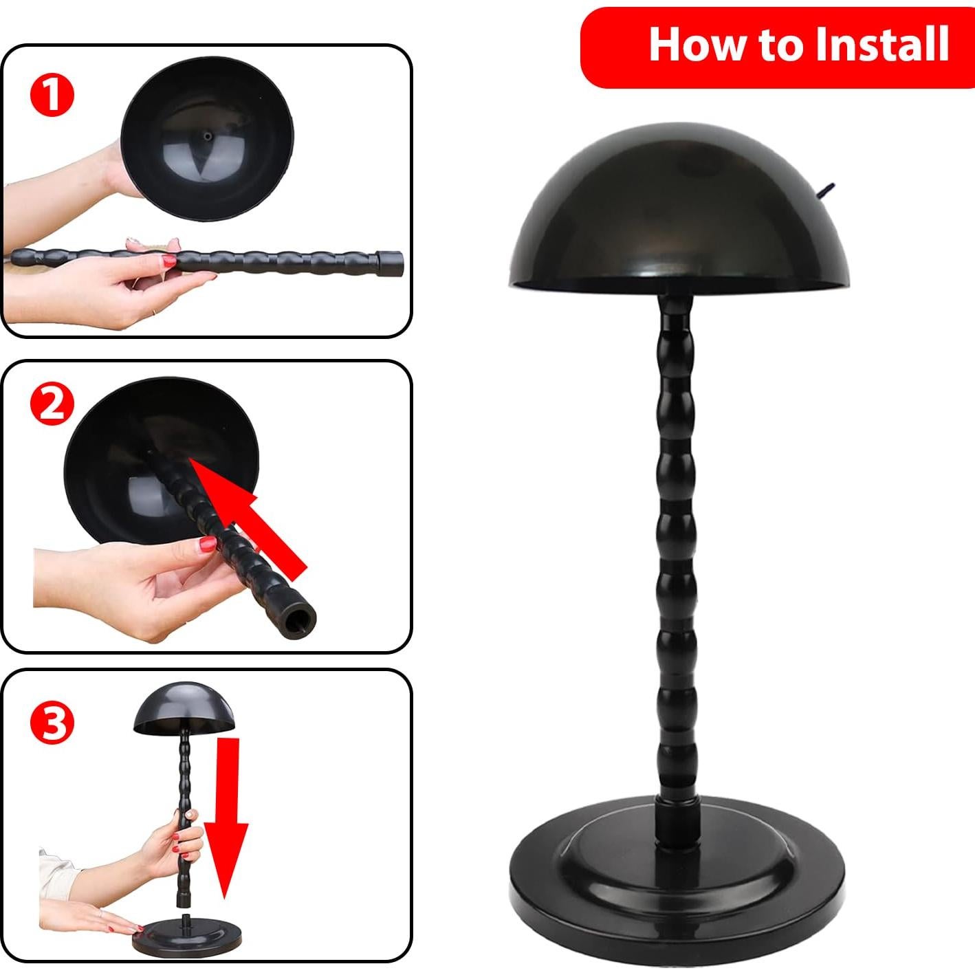 Soporte para Pelucas MMlover Negro 35 cm Antideslizante