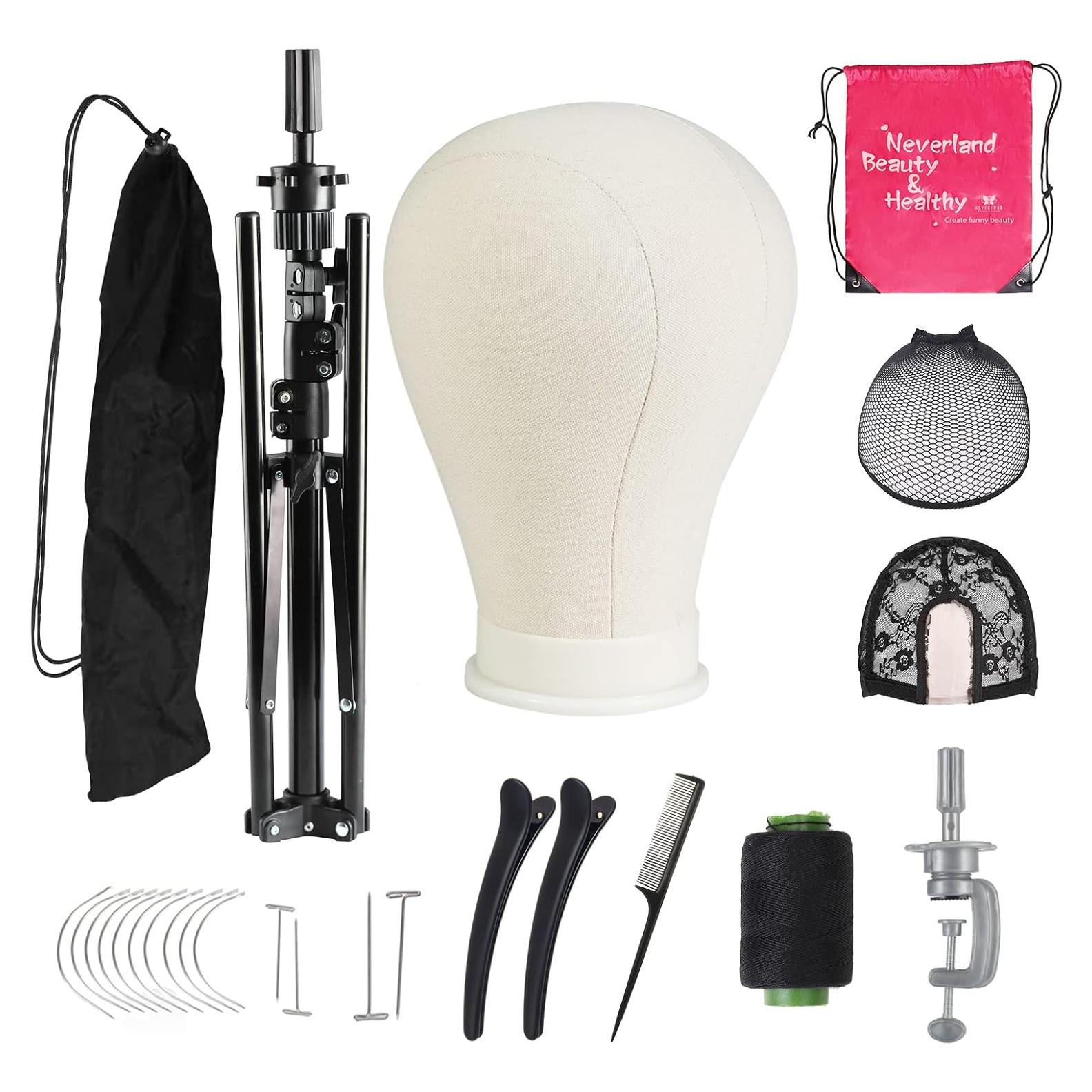 Soporte de Peluca Trípode Neverland 160 cm con Cabeza de Lona