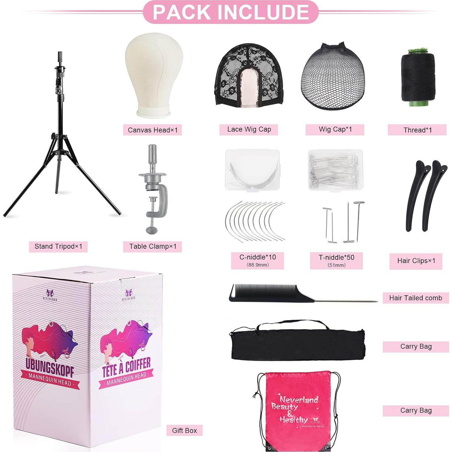 Soporte de Peluca Trípode Neverland 160 cm con Cabeza de Lona