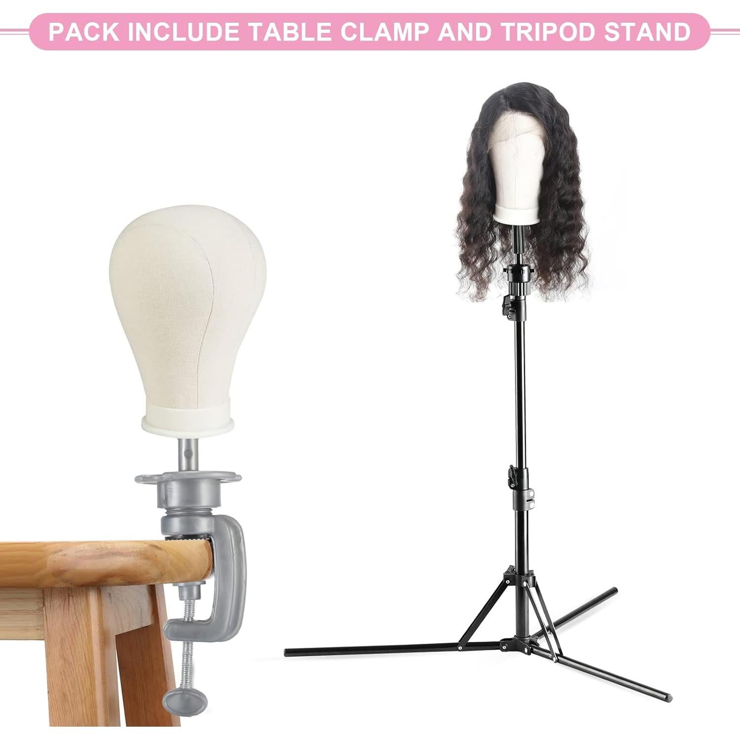 Soporte de Peluca Trípode Neverland 160 cm con Cabeza de Lona