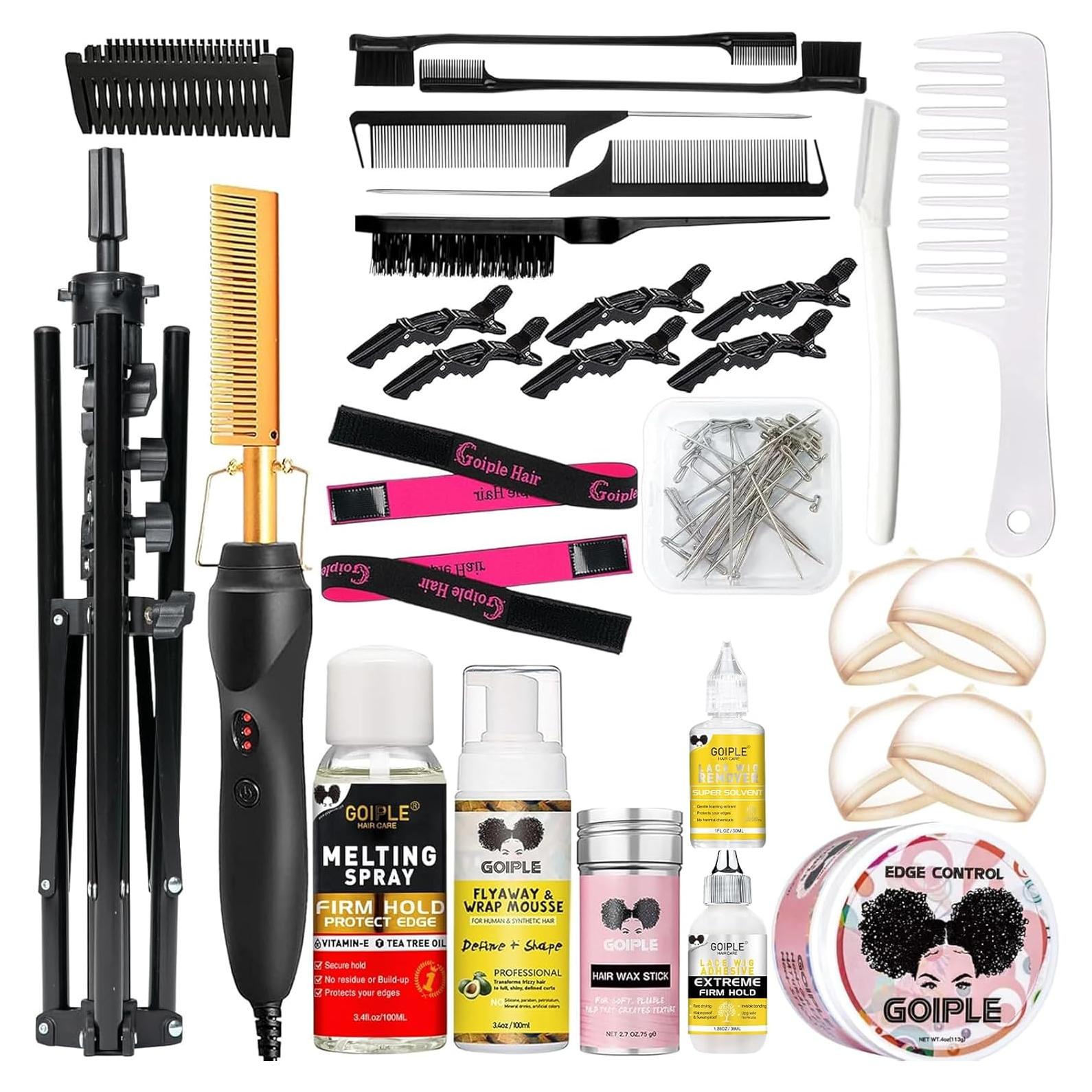 Soporte de Peluca Tripode Ajustable GOIPLE CARE + 52 Piezas