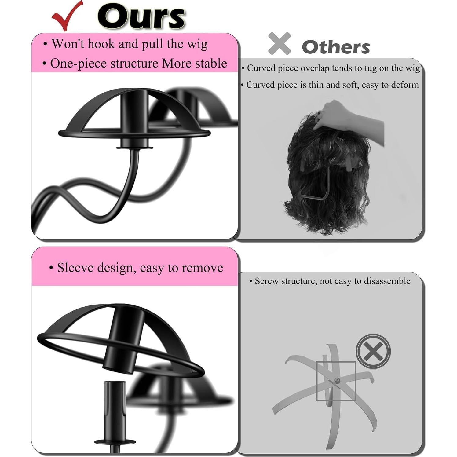 Soporte para Pelucas Lhysn - Organizador de Metal con 4 Soportes