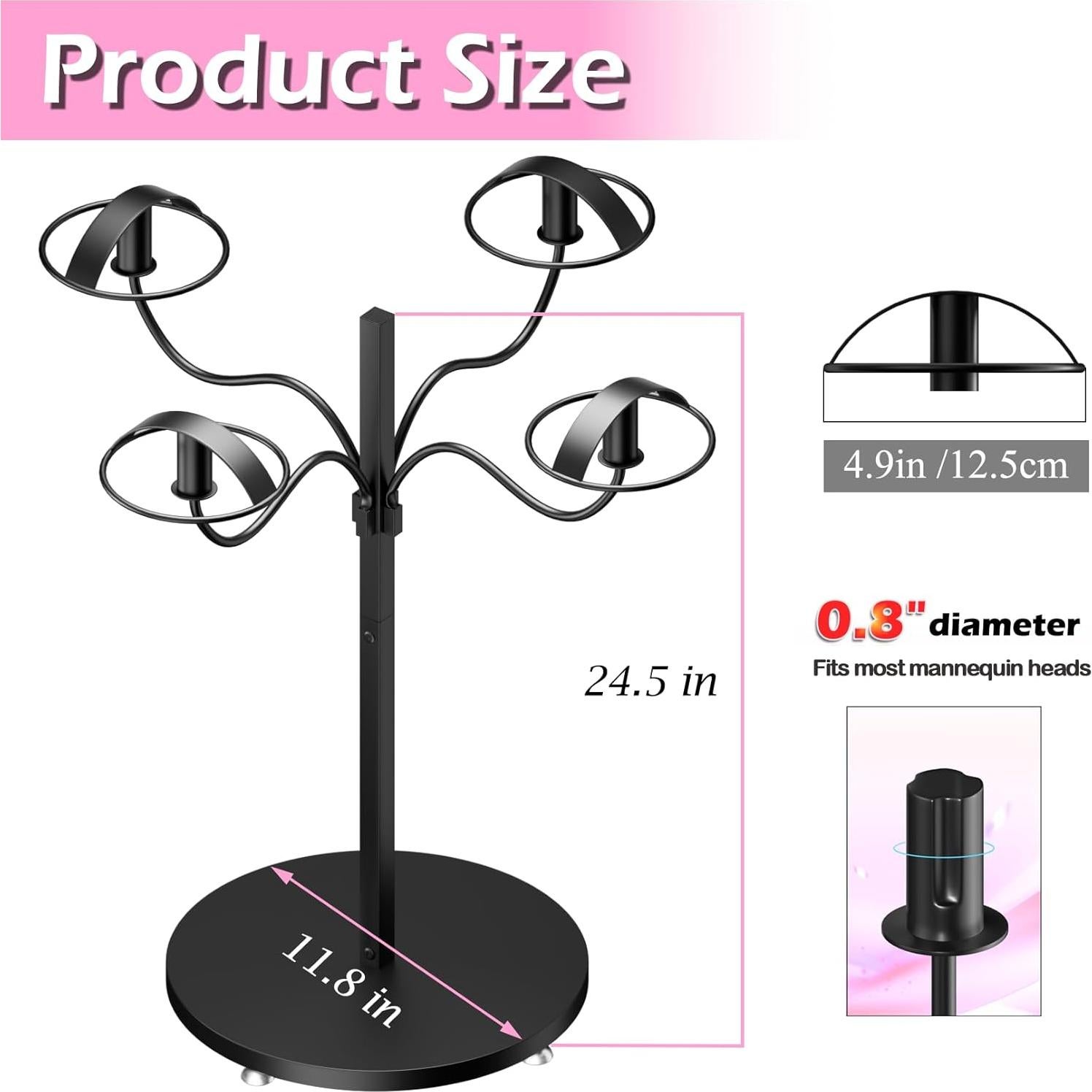 Soporte para Pelucas Lhysn - Organizador de Metal con 4 Soportes