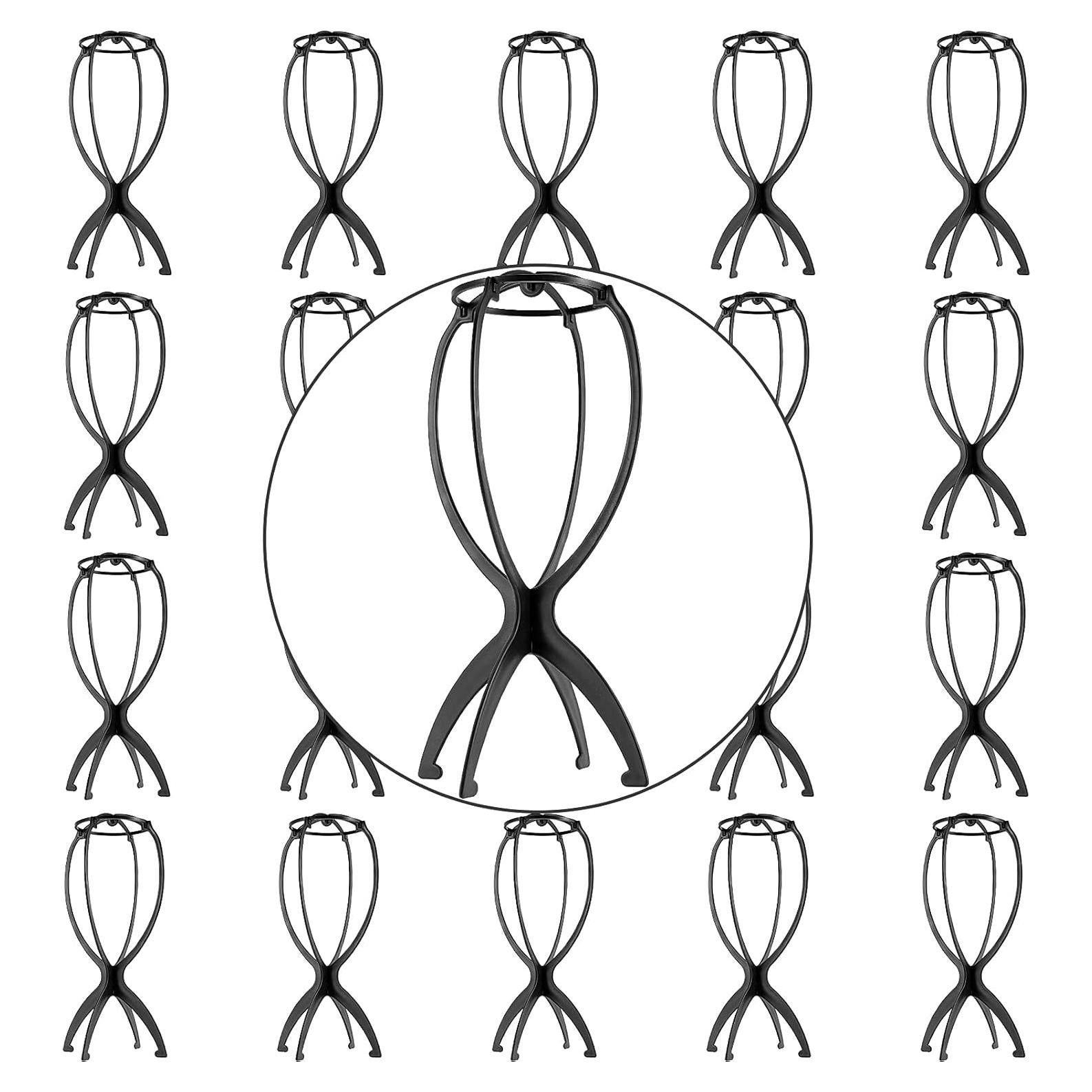 Paquete de 20 Soportes Plegables para Pelucas ZEONHAK Negro