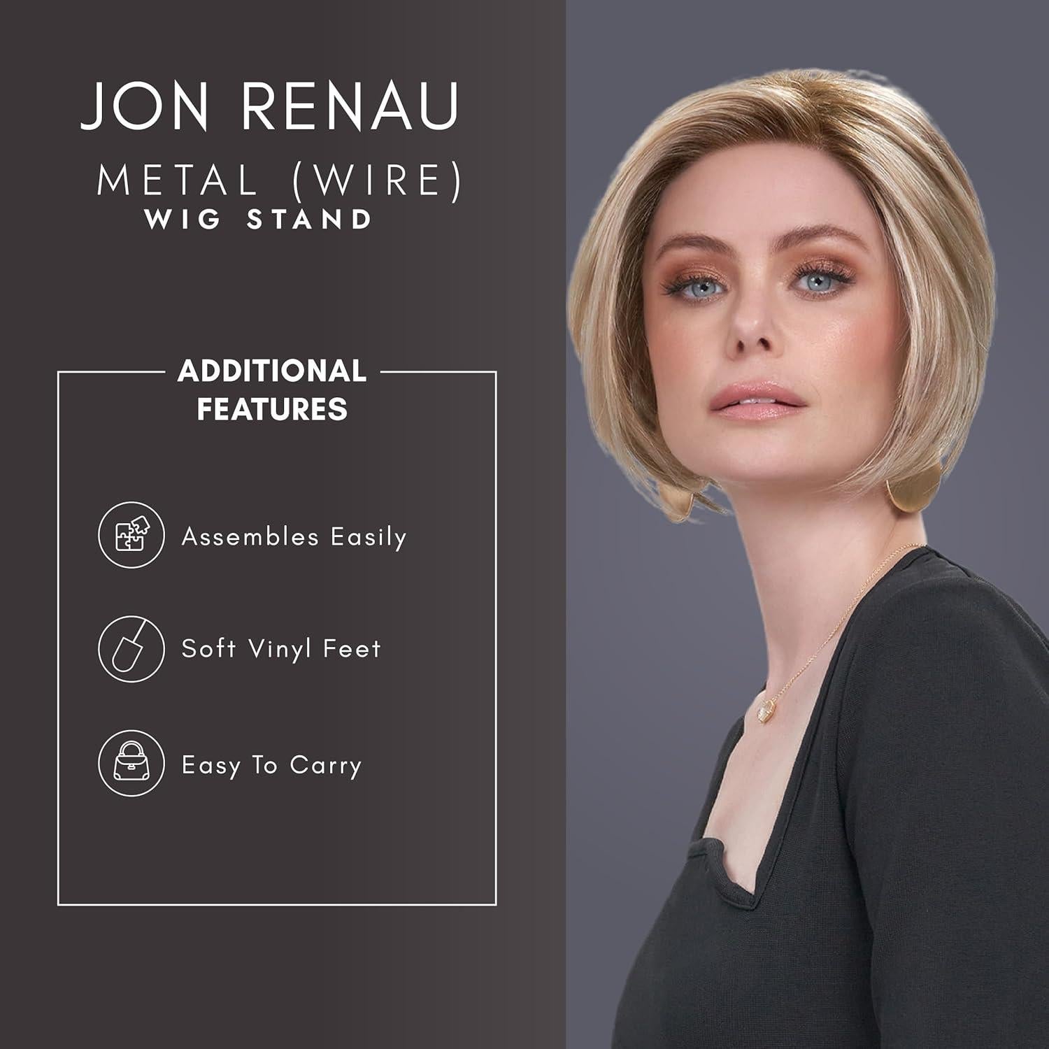 Soporte para Pelucas Plegable de Metal Jon Renau - Duradero y Ligero