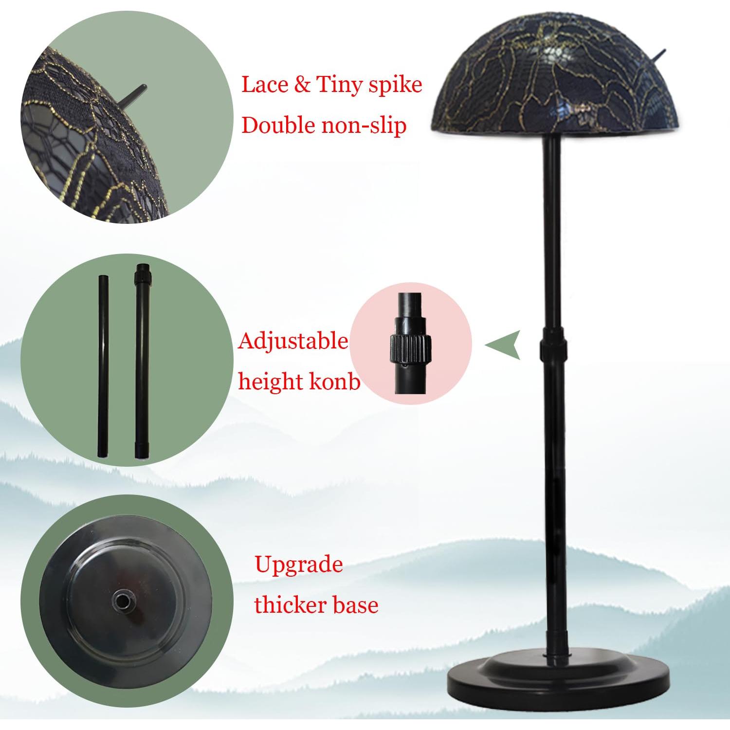 Soporte para Pelucas Ajustable WiZiWi - Negro, 24.9-43.9 cm