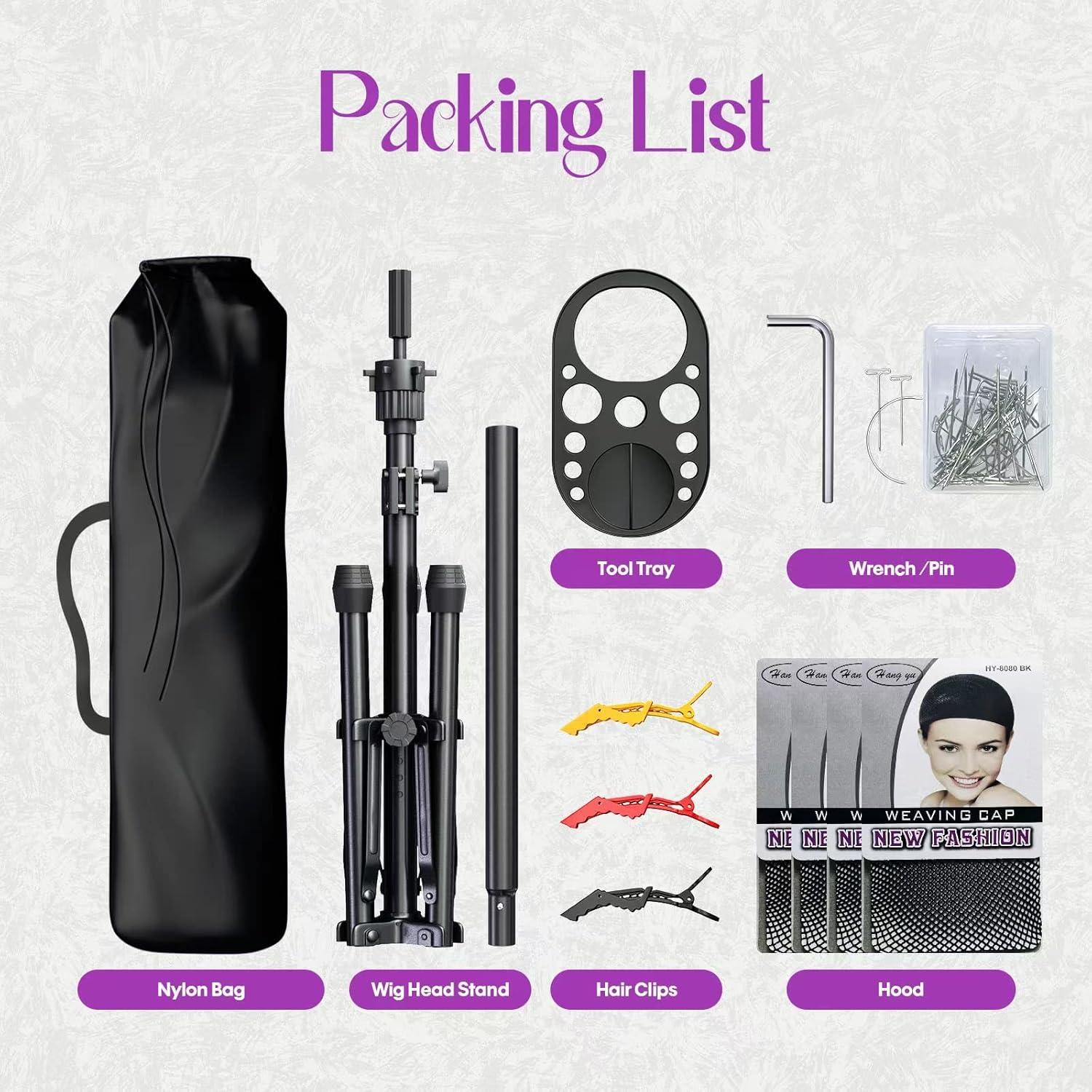 Soporte para Cabeza de Peluca Ajustable ORWOD con Bandeja