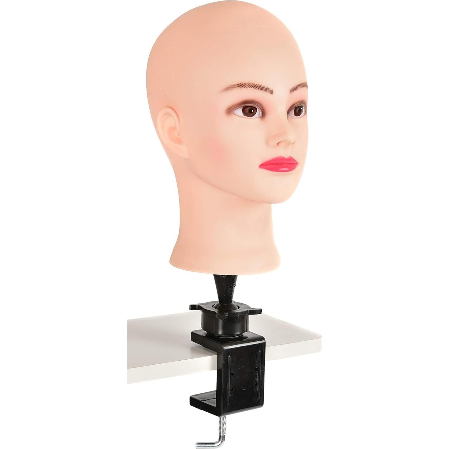 Cabeza de Maniquí de Cabello Humano FUTAI con Soporte de Mesa
