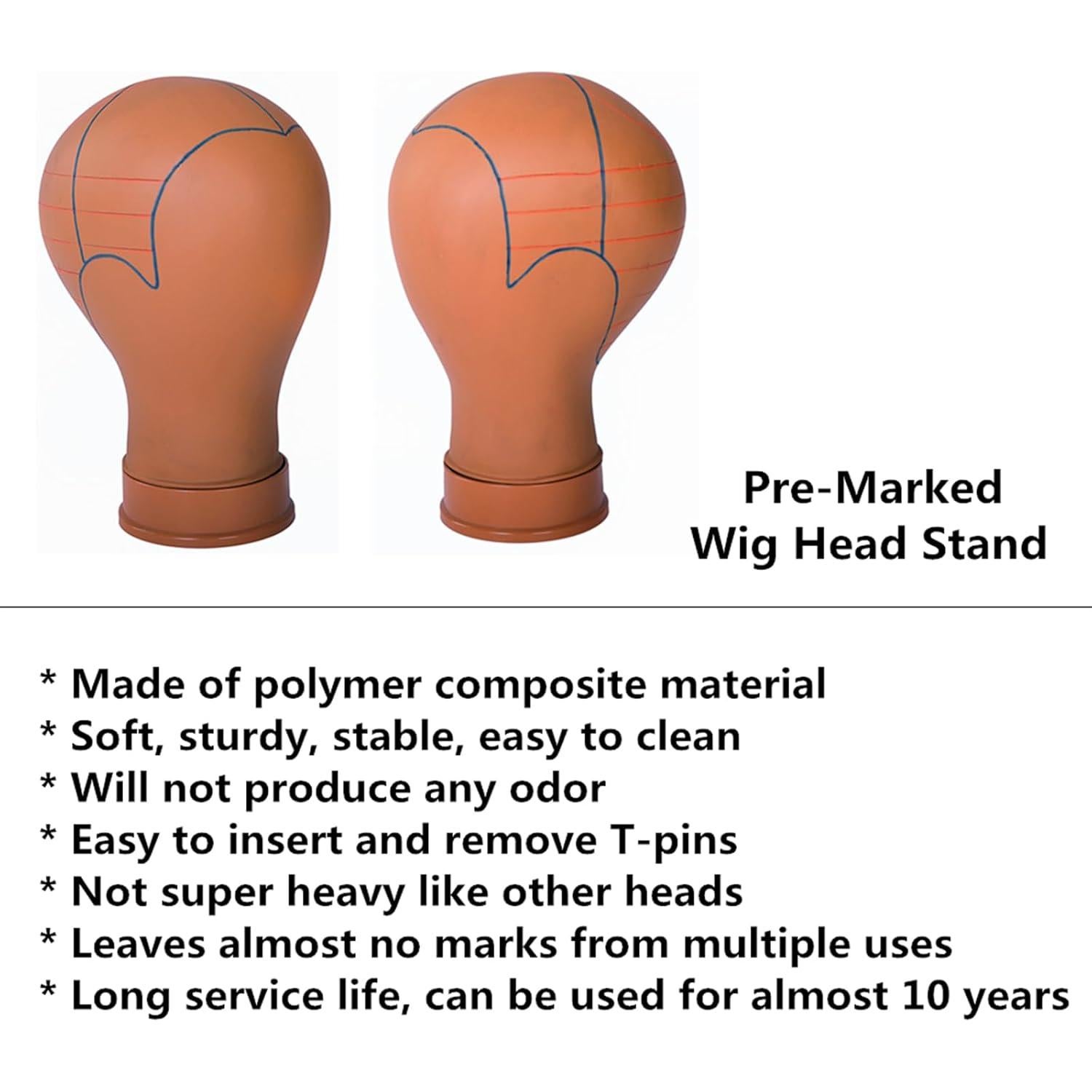 Cabeza de Maniquí para Pelucas COMMGOAL 22" Pre-Marcada