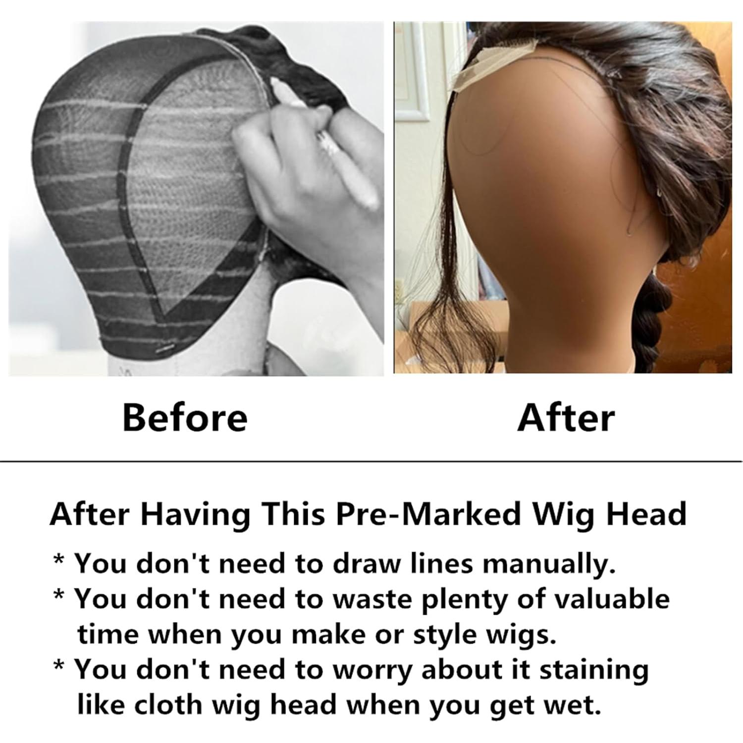 Cabeza de Maniquí para Pelucas COMMGOAL 22" Pre-Marcada