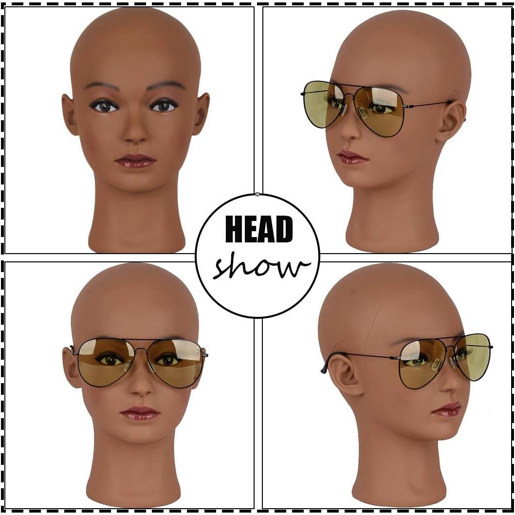 Cabeza de Maniquí Calva Femenina HAIRWAY 54.61 cm Marrón Oscuro