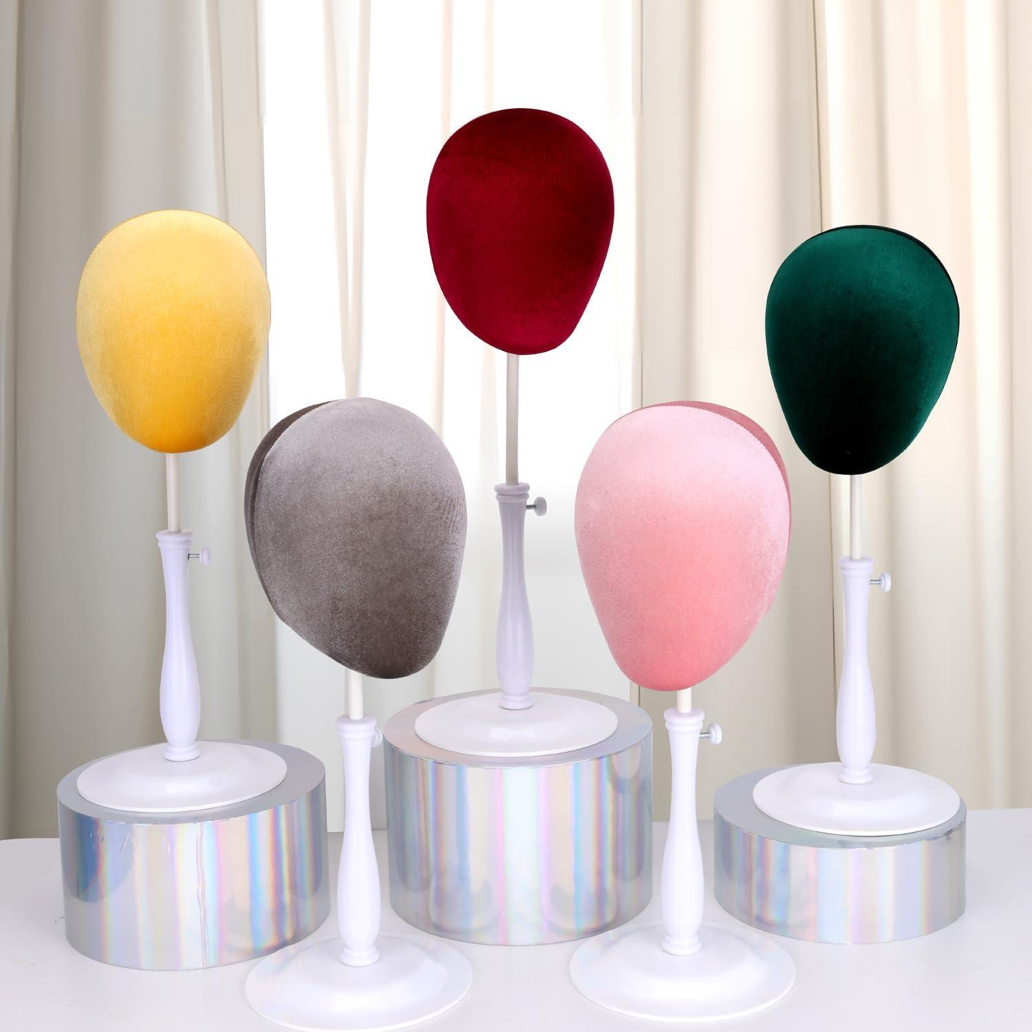 Soporte de Cabeza de Peluca Terciopelo Rosa Ajustable Kelukeya