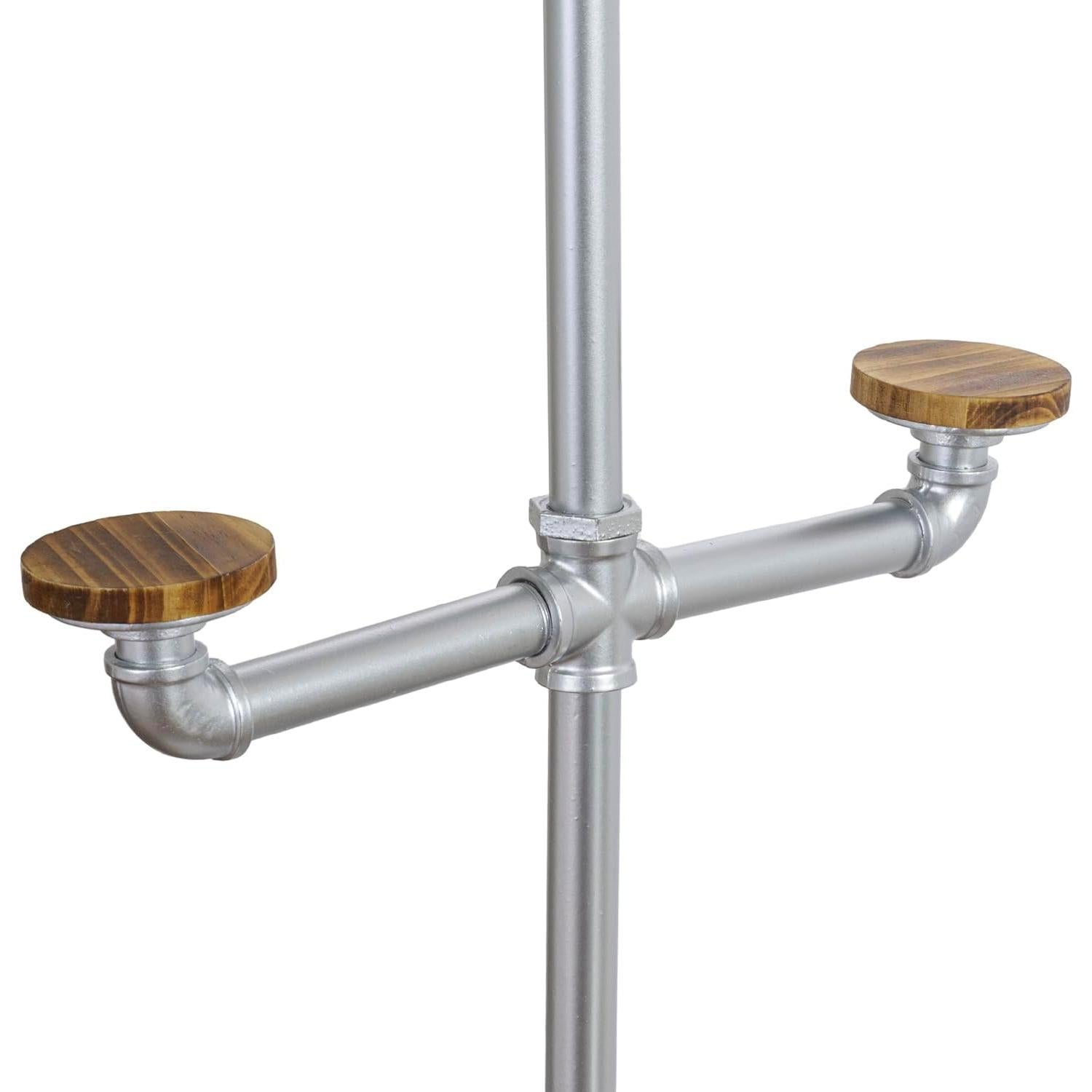 Soporte de Sombreros MyGift de Metal Plateado con 10 Ganchos de Madera