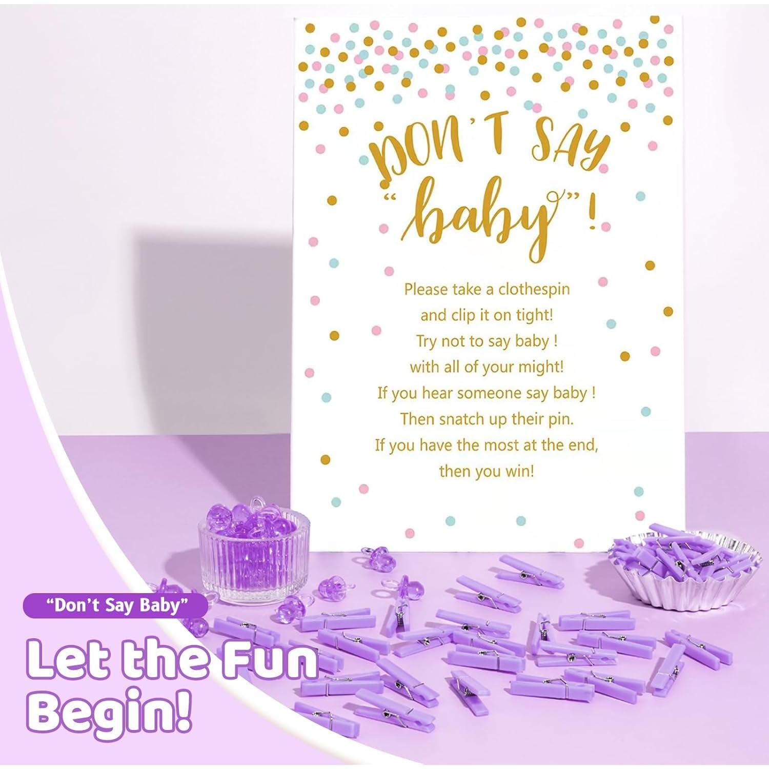 Juego de Pinzas Baby Shower ZJJZGYXINTAI 60 Mini Pinzas Moradas