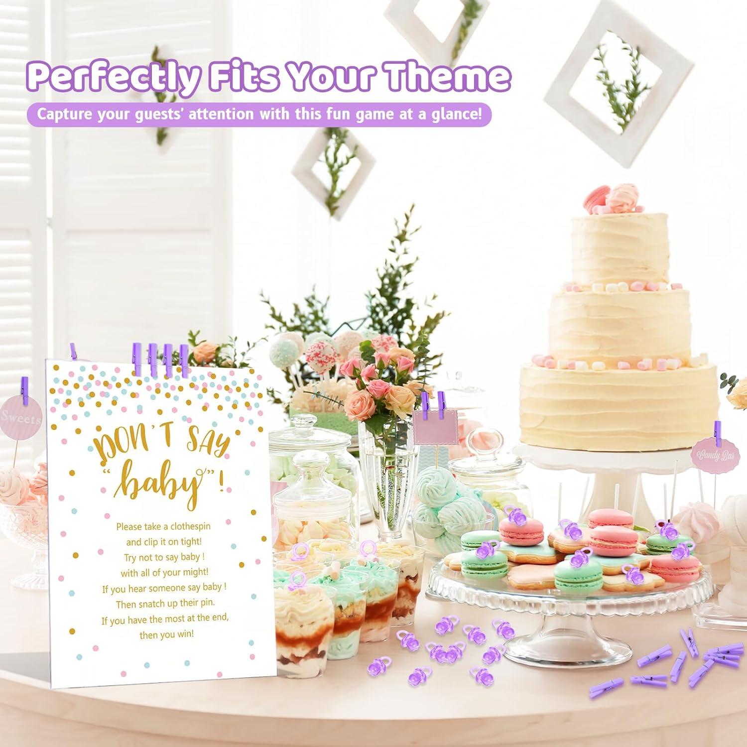 Juego de Pinzas Baby Shower ZJJZGYXINTAI 60 Mini Pinzas Moradas