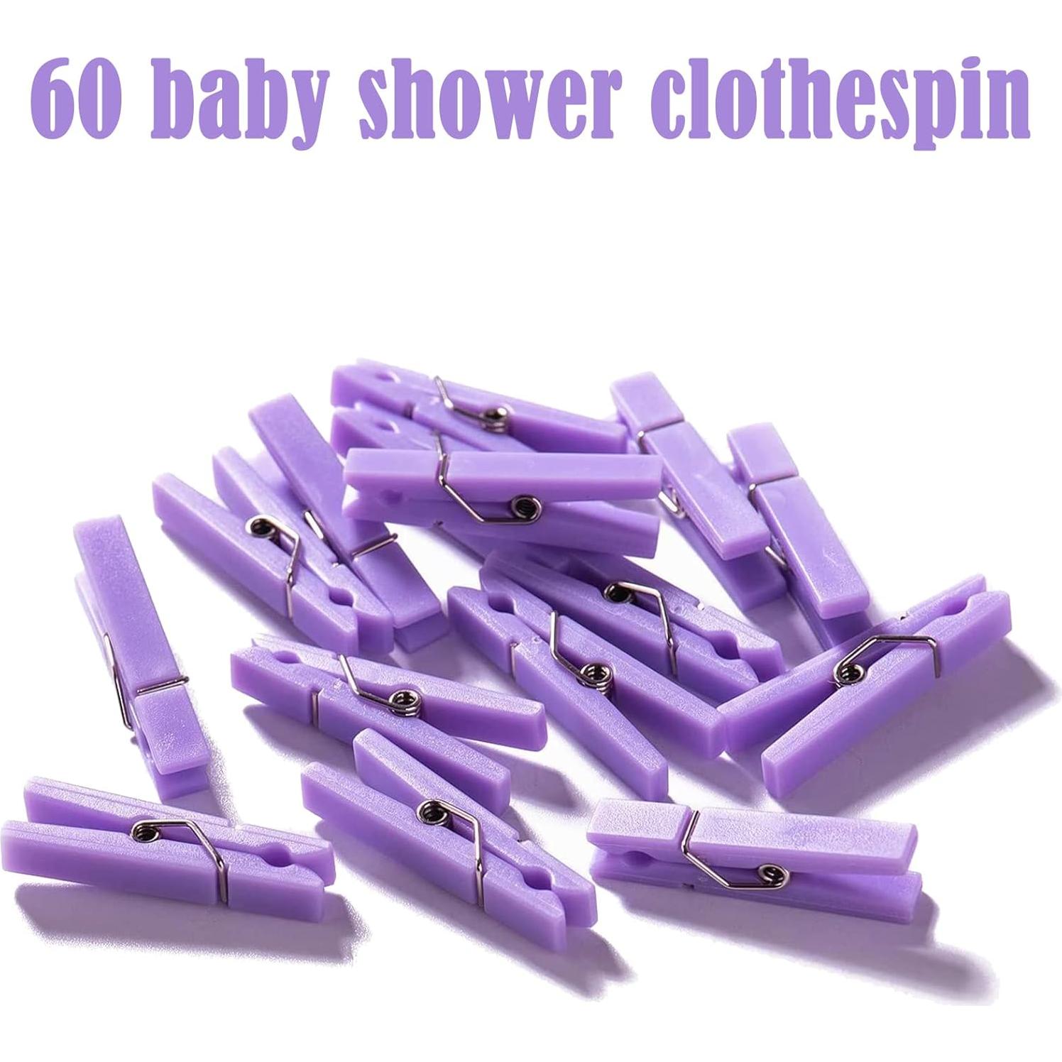 Juego de Pinzas Baby Shower ZJJZGYXINTAI 60 Mini Pinzas Moradas