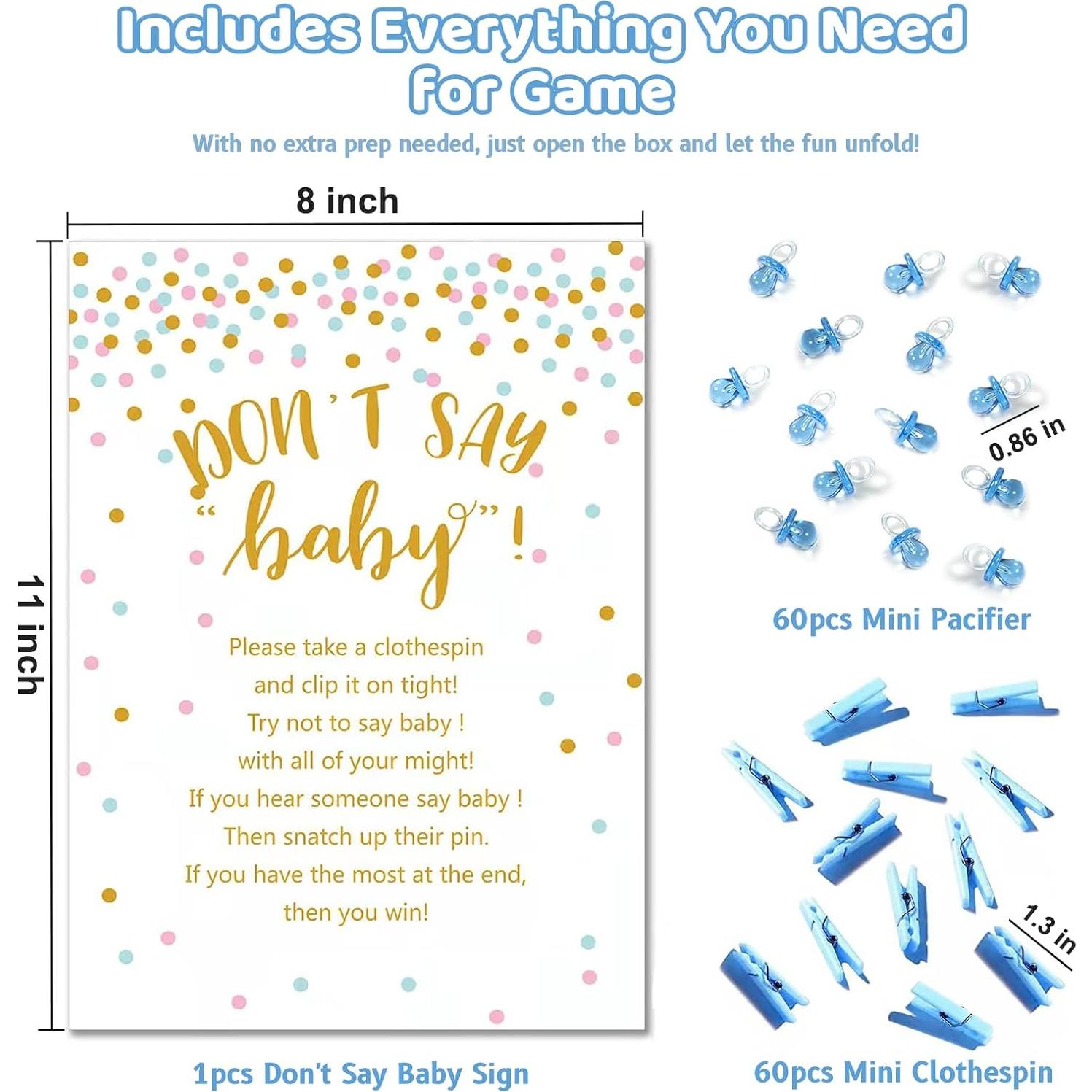 Juego de Pinzas Baby Shower ZJJZGYXINTAI 60 Mini Chupetes