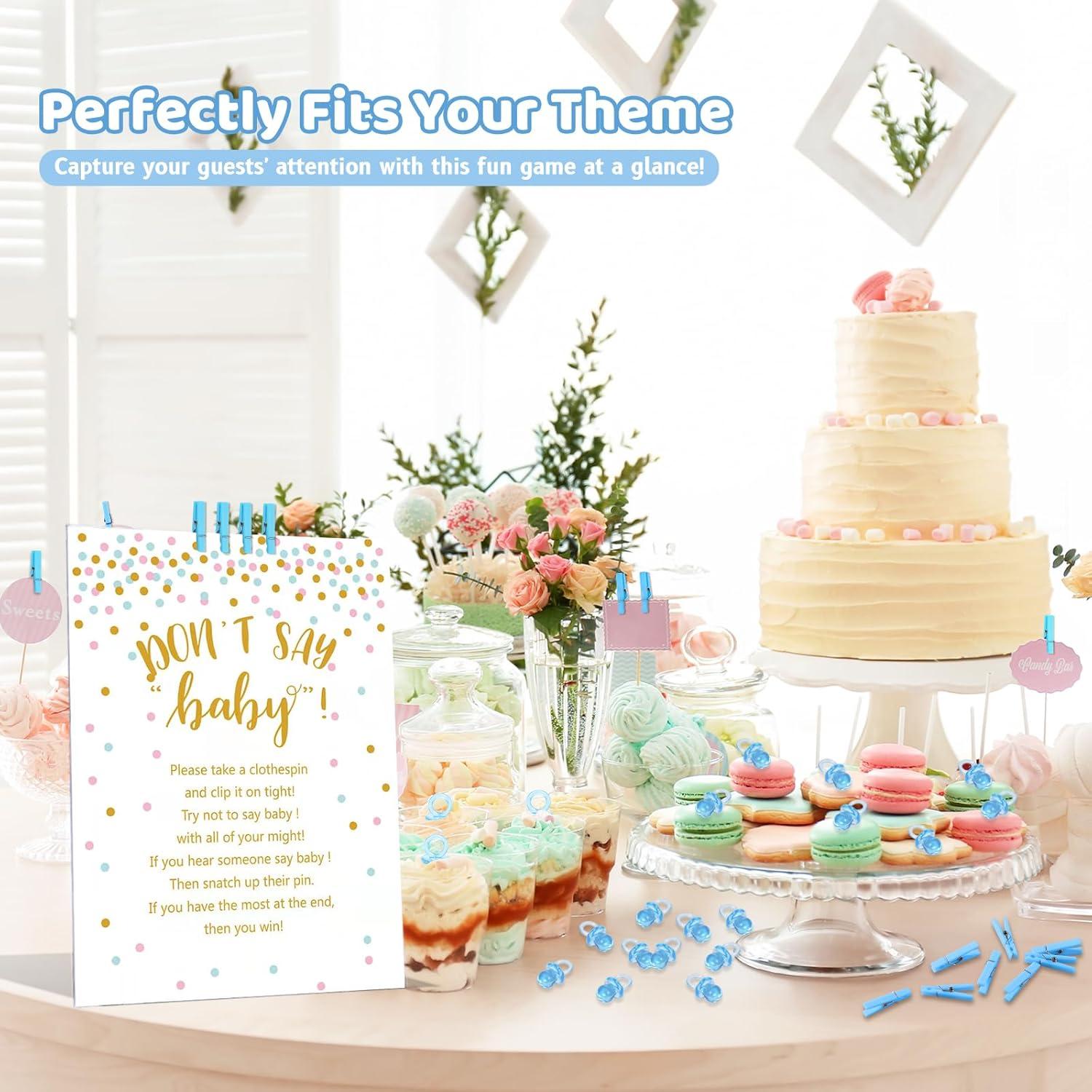 Juego de Pinzas Baby Shower ZJJZGYXINTAI 60 Mini Chupetes