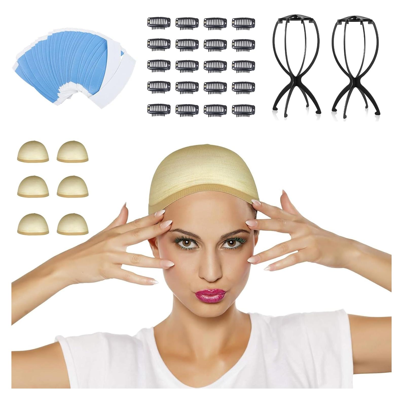 Conjunto de Gorros para Pelucas GenmeiFBH - 6 Piezas + Clips y Cinta