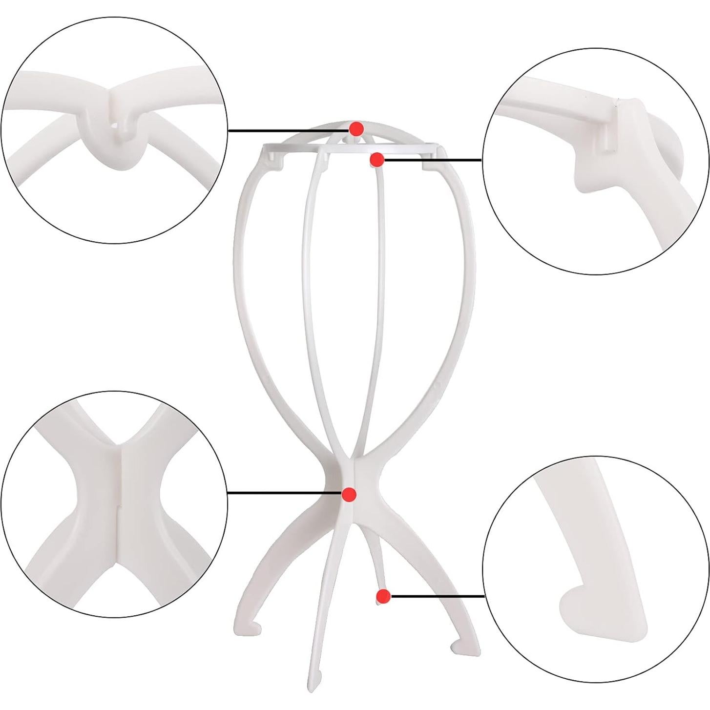 Soporte para Pelucas Plegable MapofBeauty 2 Piezas Blanco