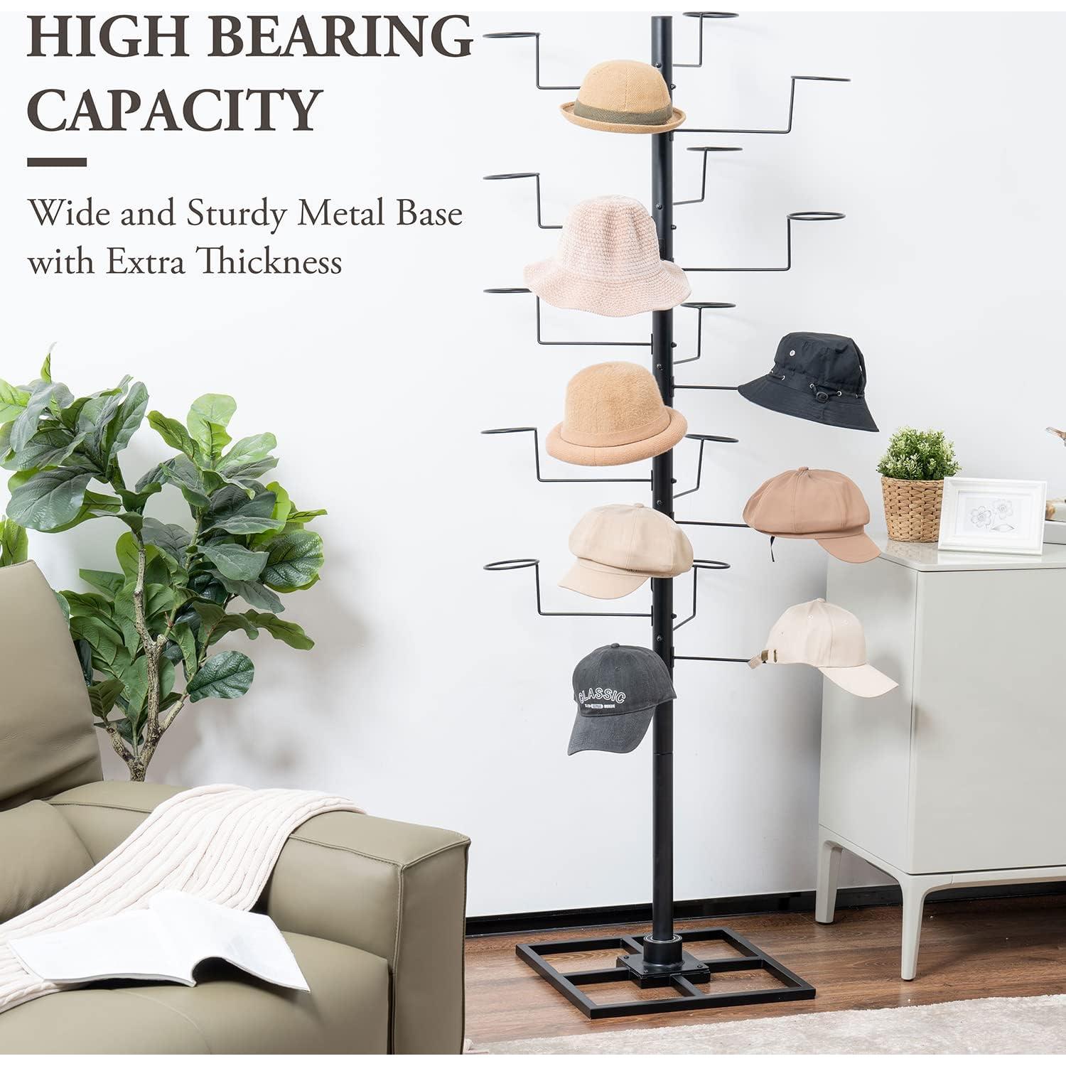 Organizador de Sombreros MyGift de Metal Negro 183 cm 20 Ganchos