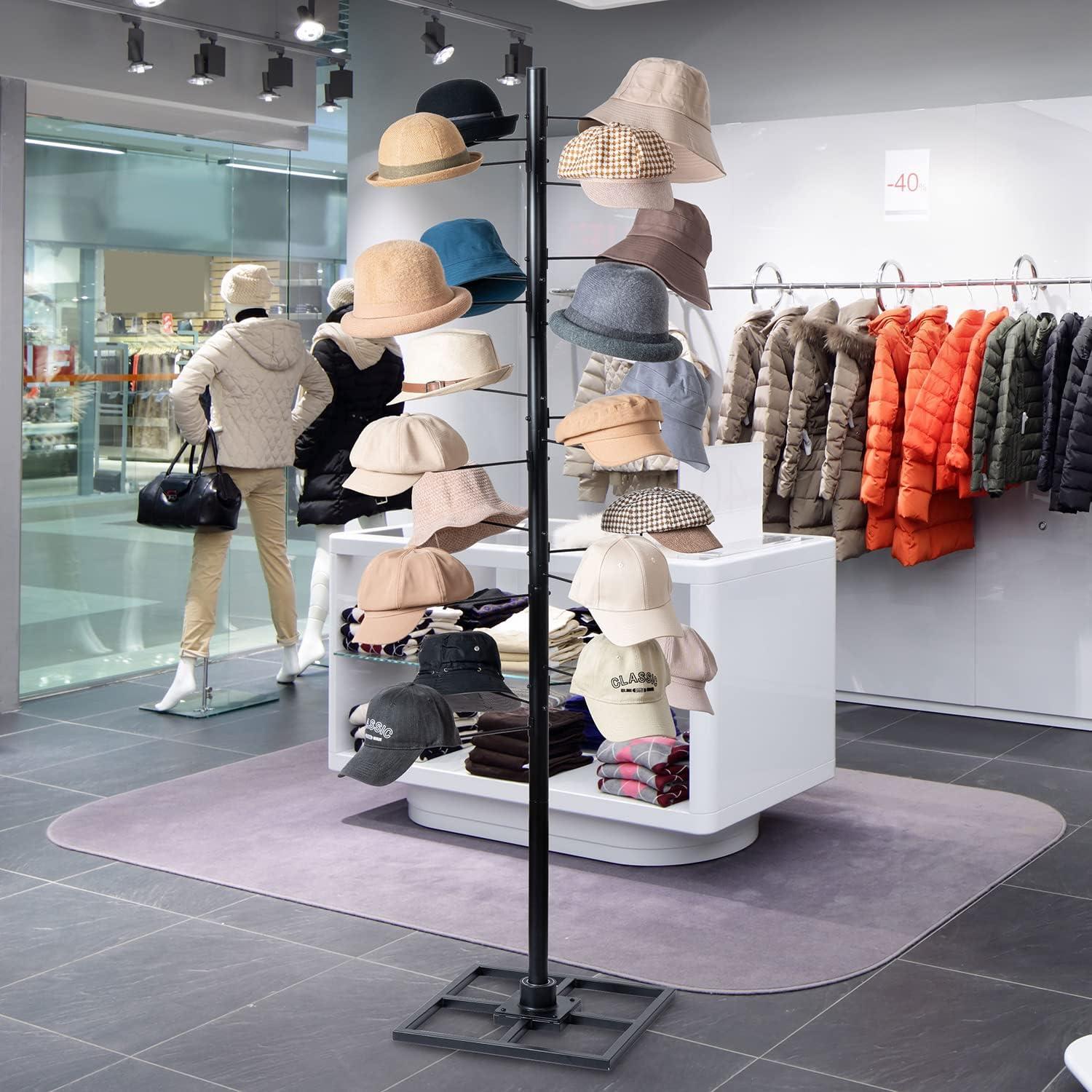 Organizador de Sombreros MyGift de Metal Negro 183 cm 20 Ganchos