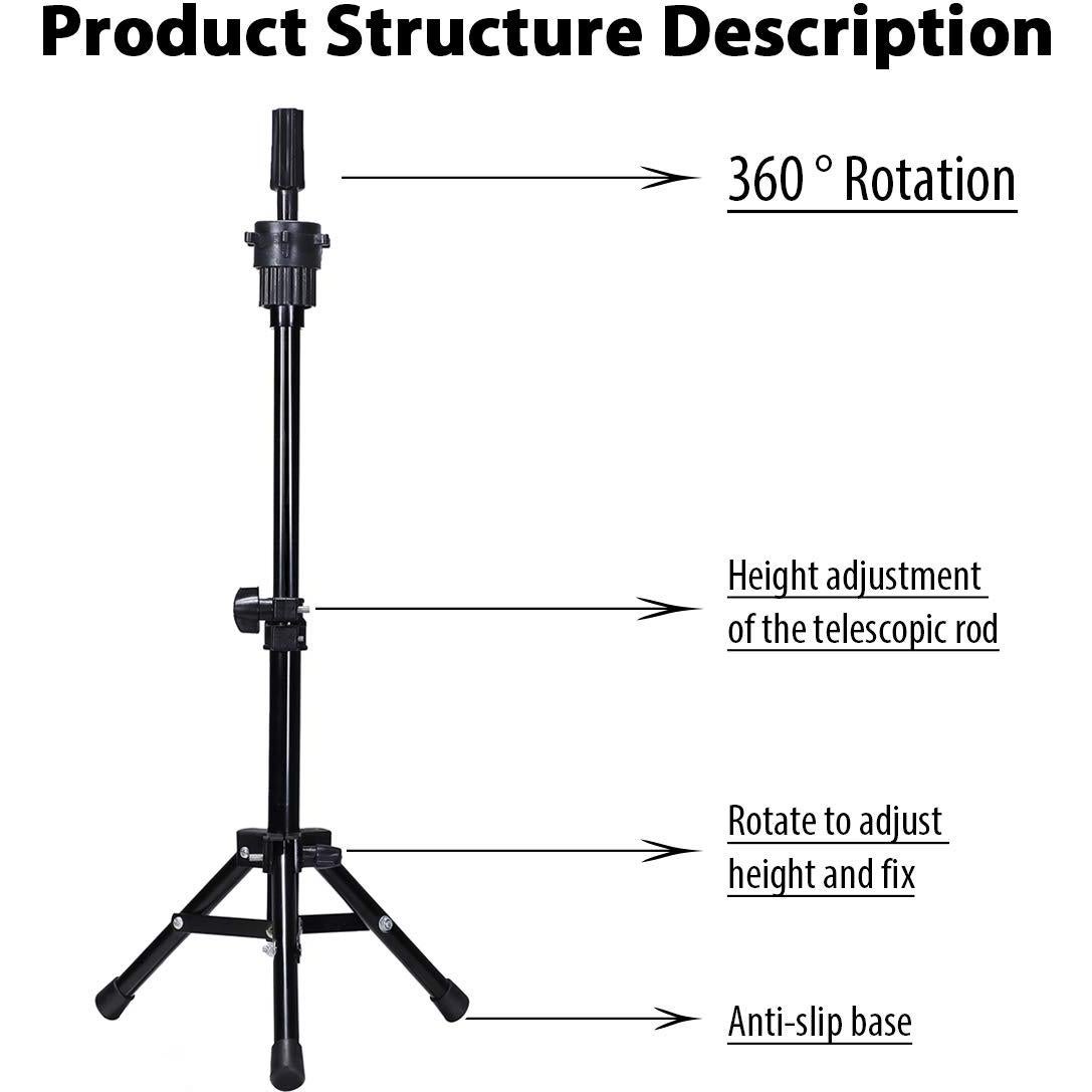 Soporte de Peluca Tripode Plegable Dansee Ajustable 36-55cm