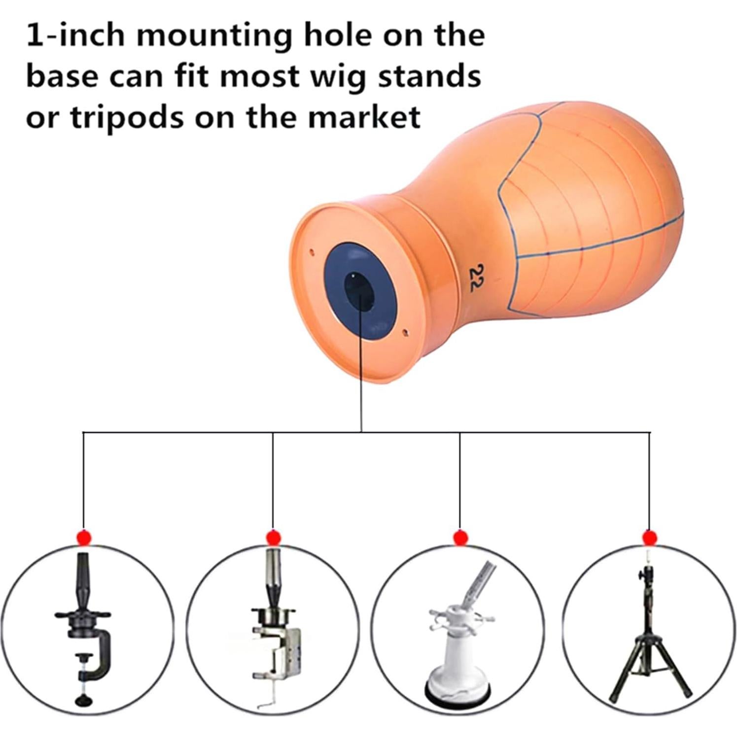 Cabeza de Maniquí 22" para Pelucas con Líneas Guía - Duradera