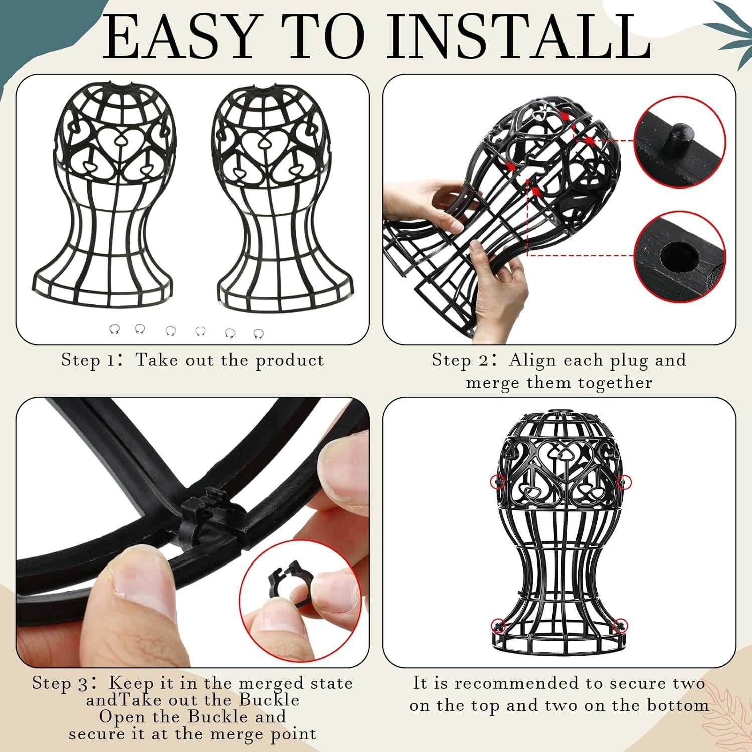 Paquete de 12 Soportes para Pelucas Otoolling 30x50 cm Negro