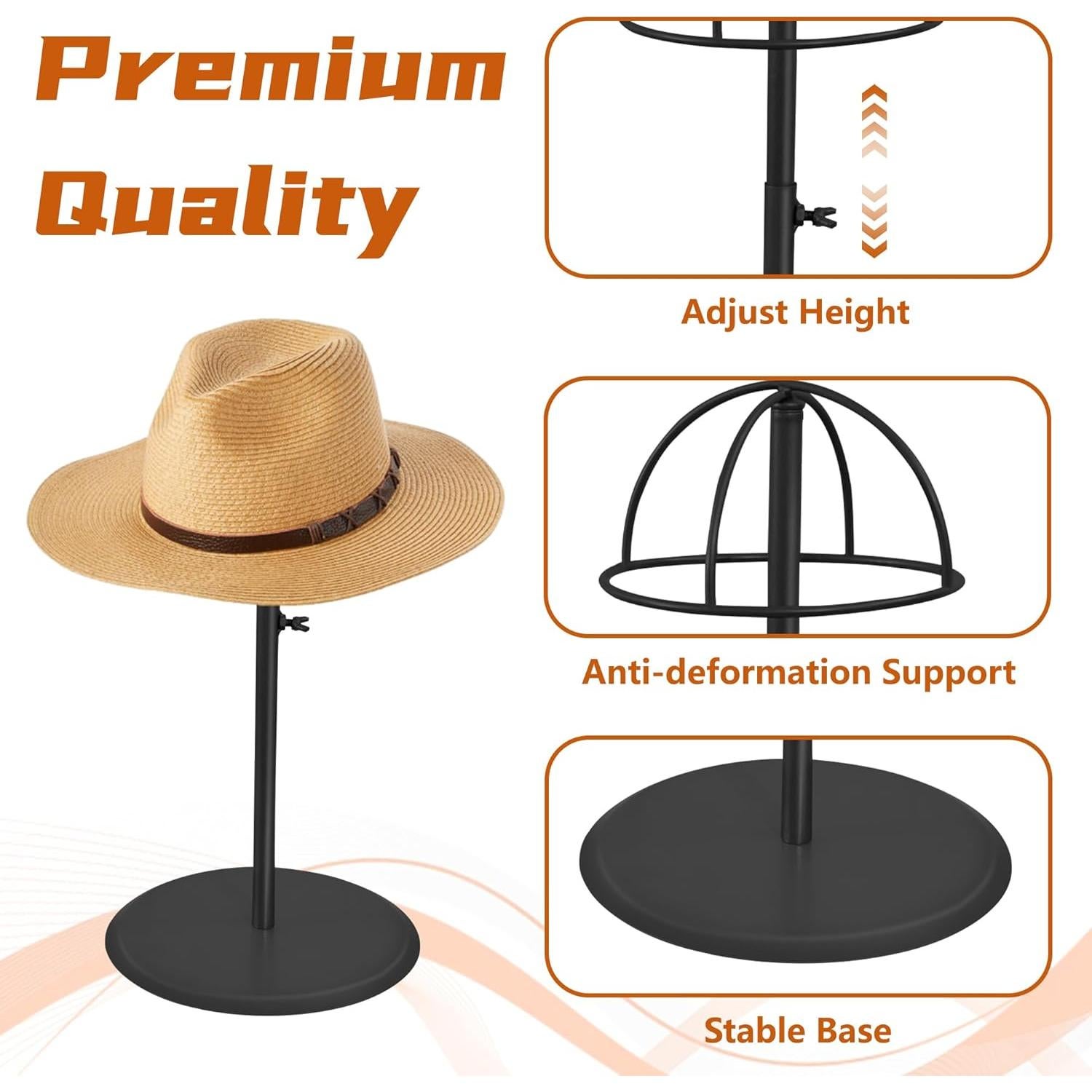 Soporte para Sombreros Koretech Ajustable 30-48 cm 4 Pcs Negro