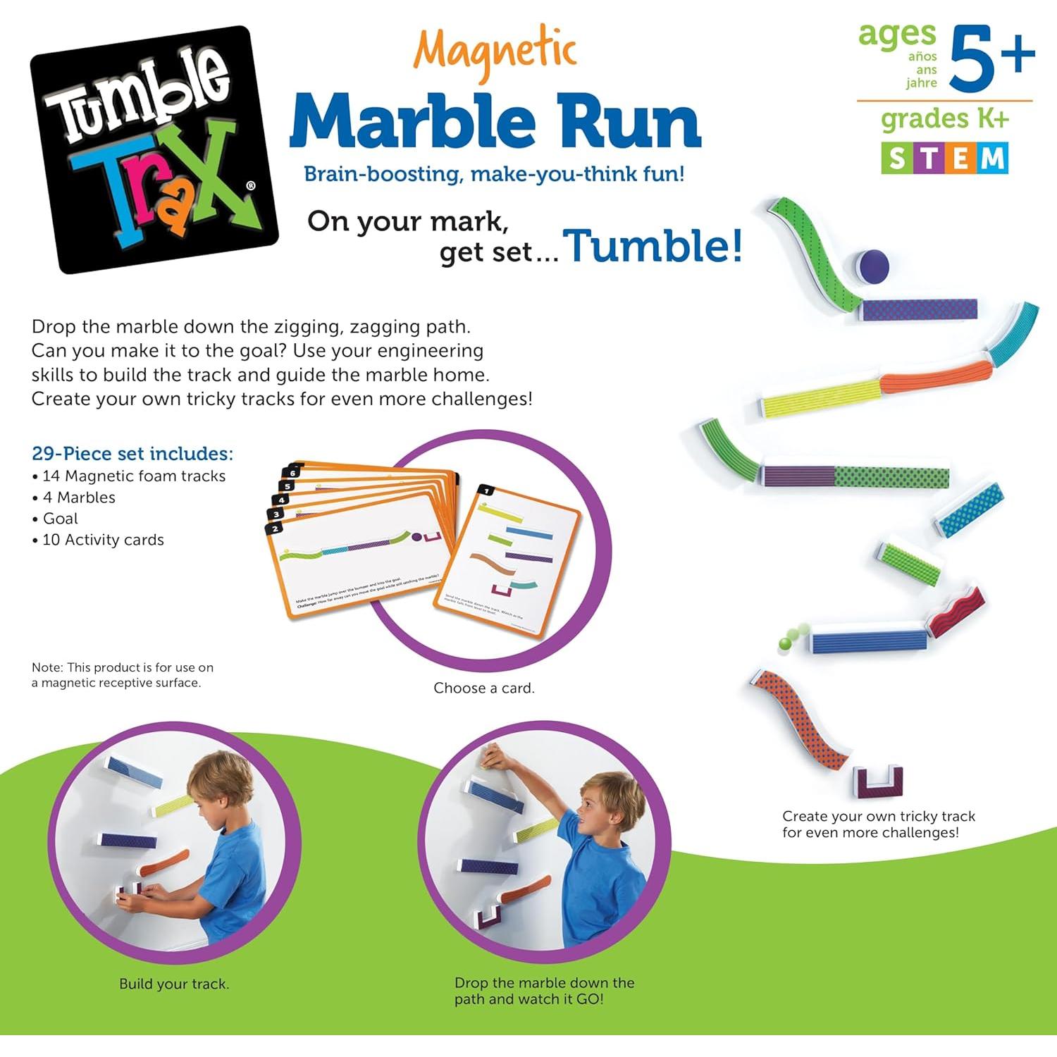 Learning Resources Tumble Trax Carrera de Canicas Magnética - Juguete STEM para Niños 5-10 Años