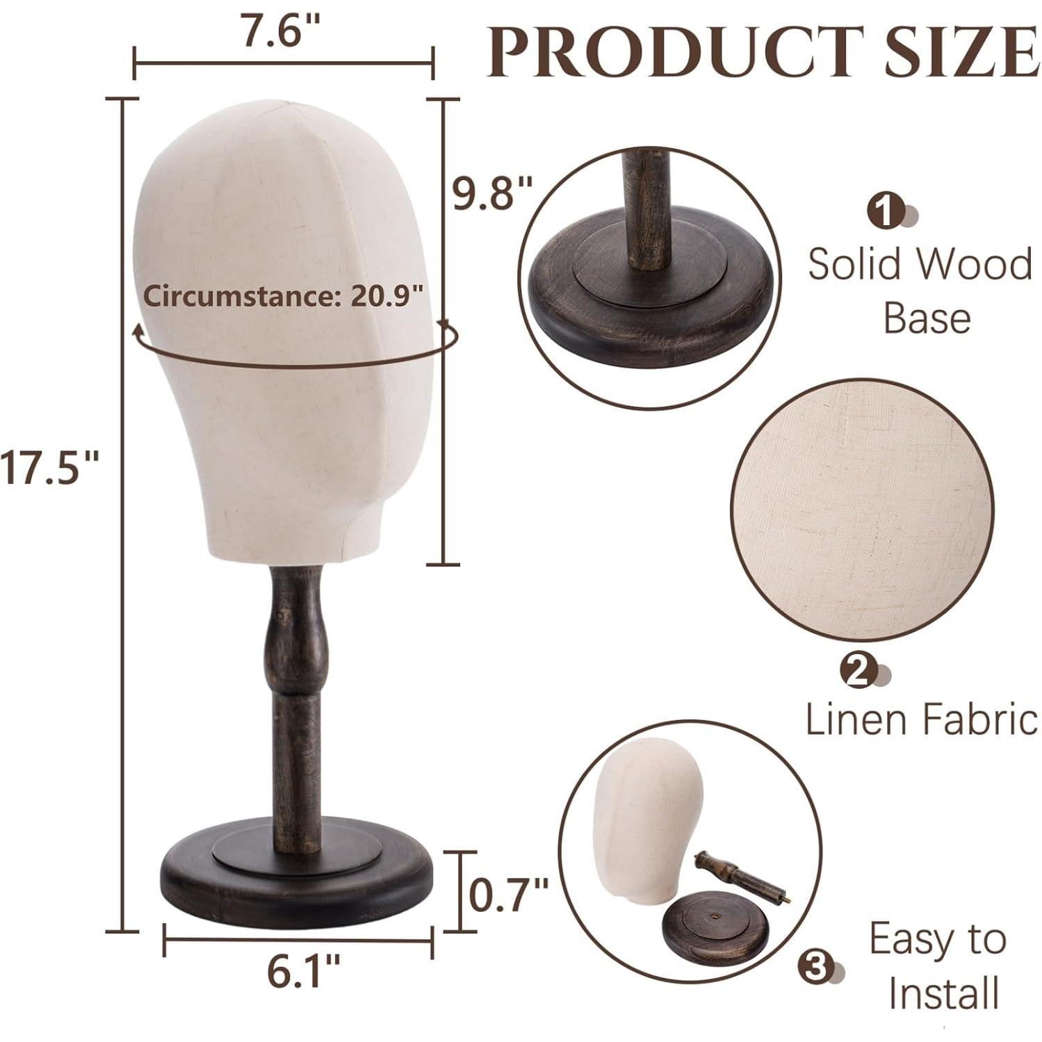 Cabeza de Maniquí Peohud 21" Lienzo con Soporte Madera