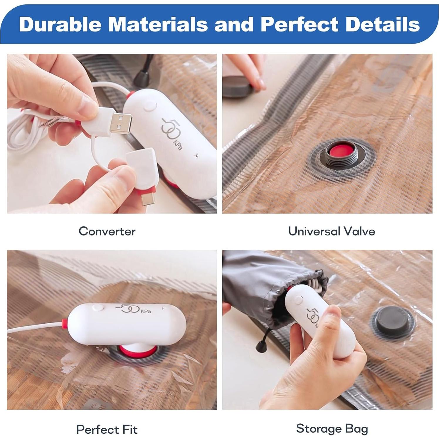 Paquete de 9 Bolsas de Almacenamiento al Vacío Vacbird con Bomba USB