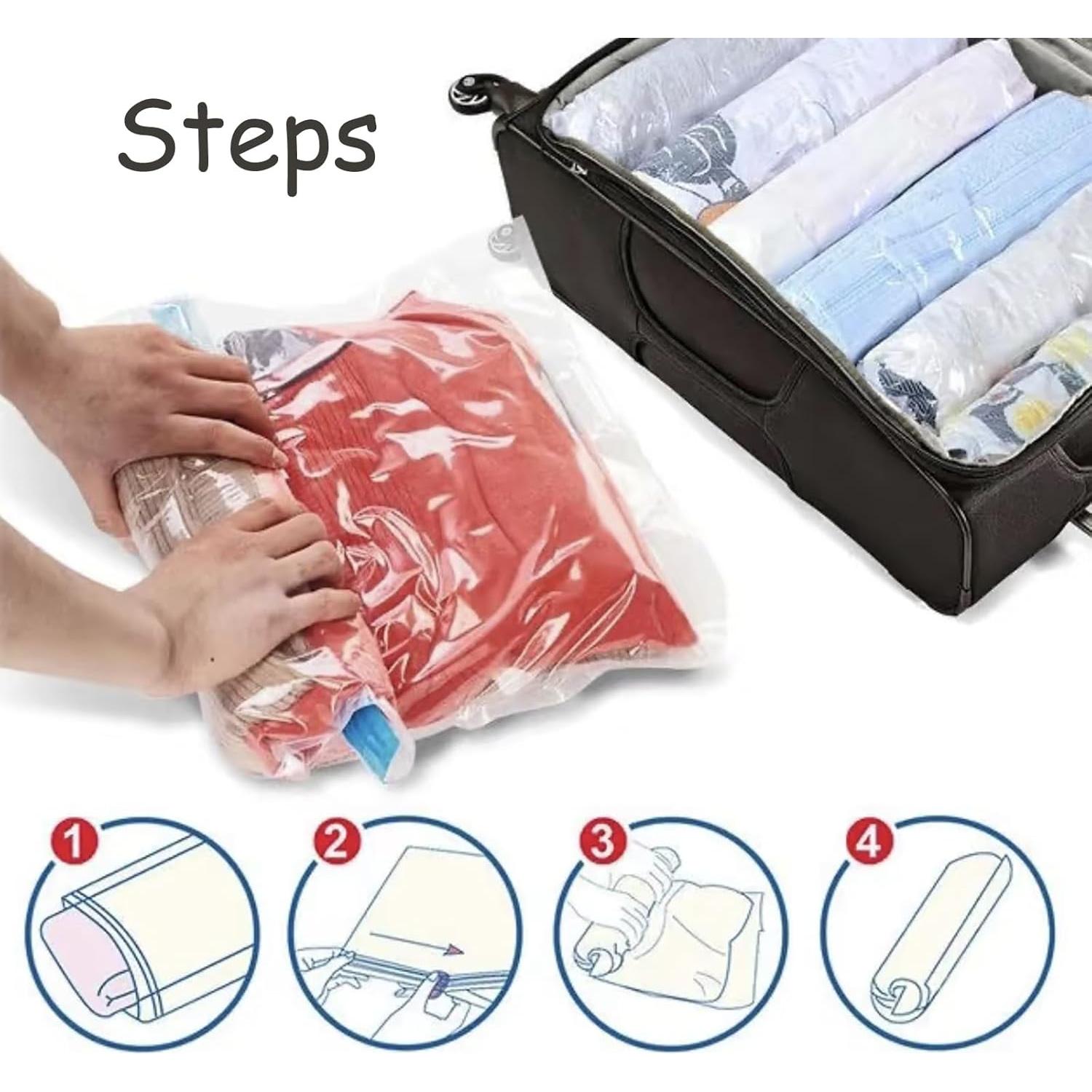 7 Bolsas de Compresión de Viaje CasaVibe Reutilizables Azul