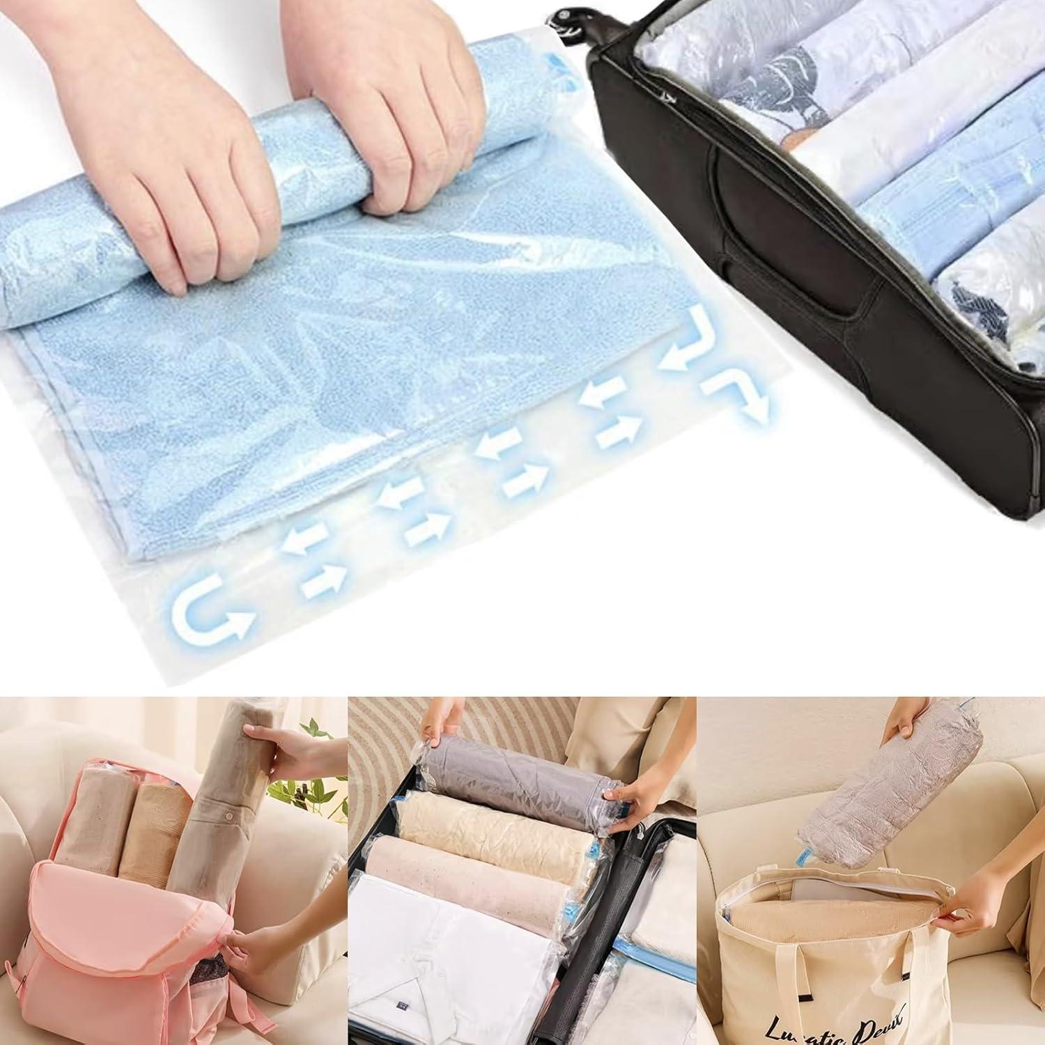 7 Bolsas de Compresión de Viaje CasaVibe Reutilizables Azul