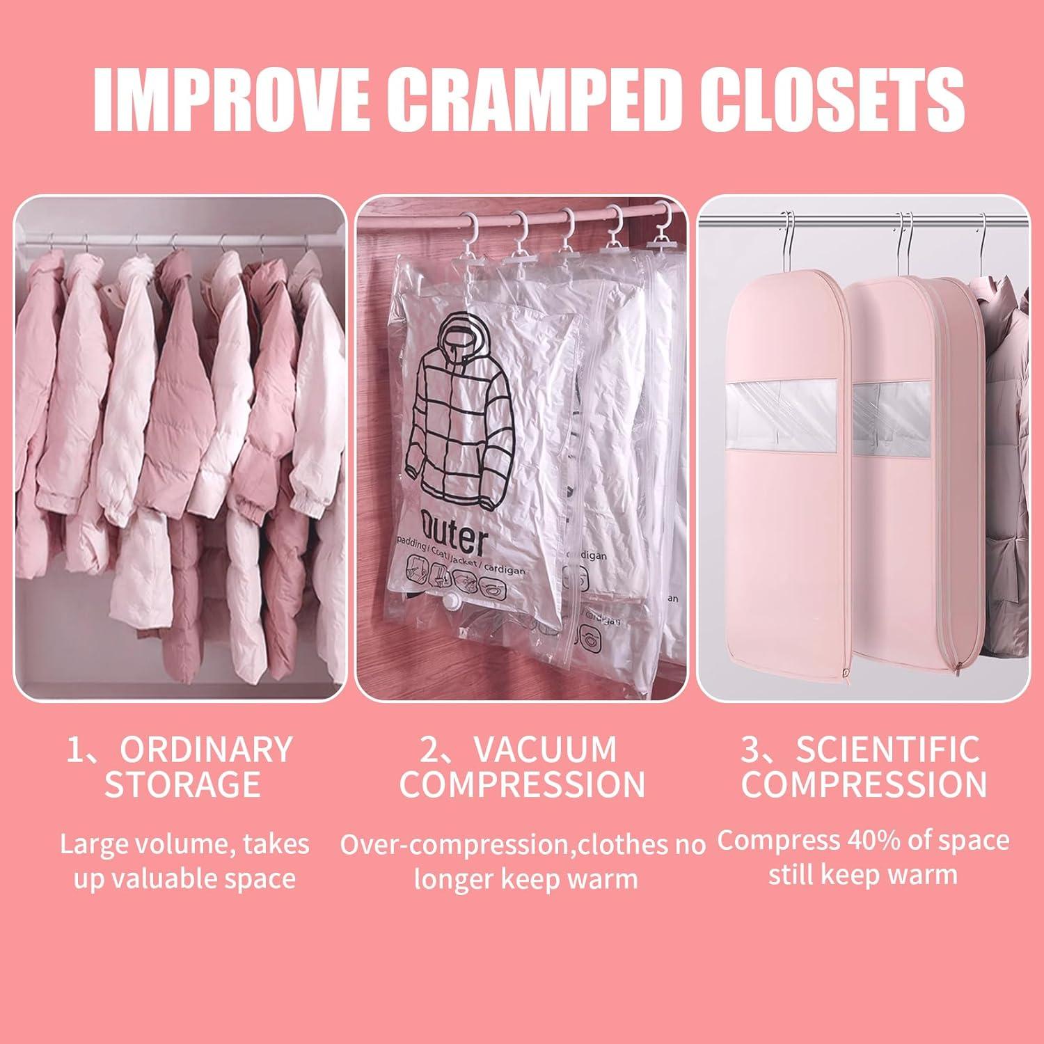 Bolsa de Ropa Colgante Tldcdte 132x58x15cm Rosa 2Pcs