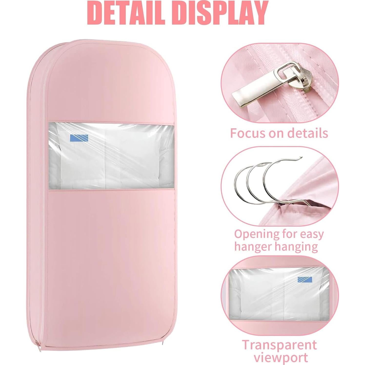 Bolsa de Ropa Colgante Tldcdte 132x58x15cm Rosa 2Pcs