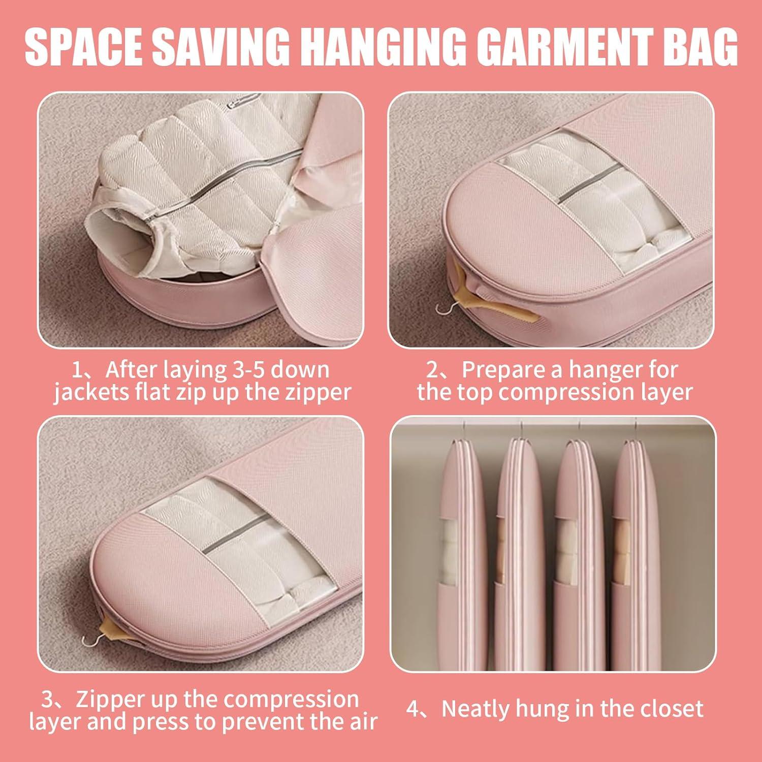 Bolsa de Ropa Colgante Tldcdte 132x58x15cm Rosa 2Pcs