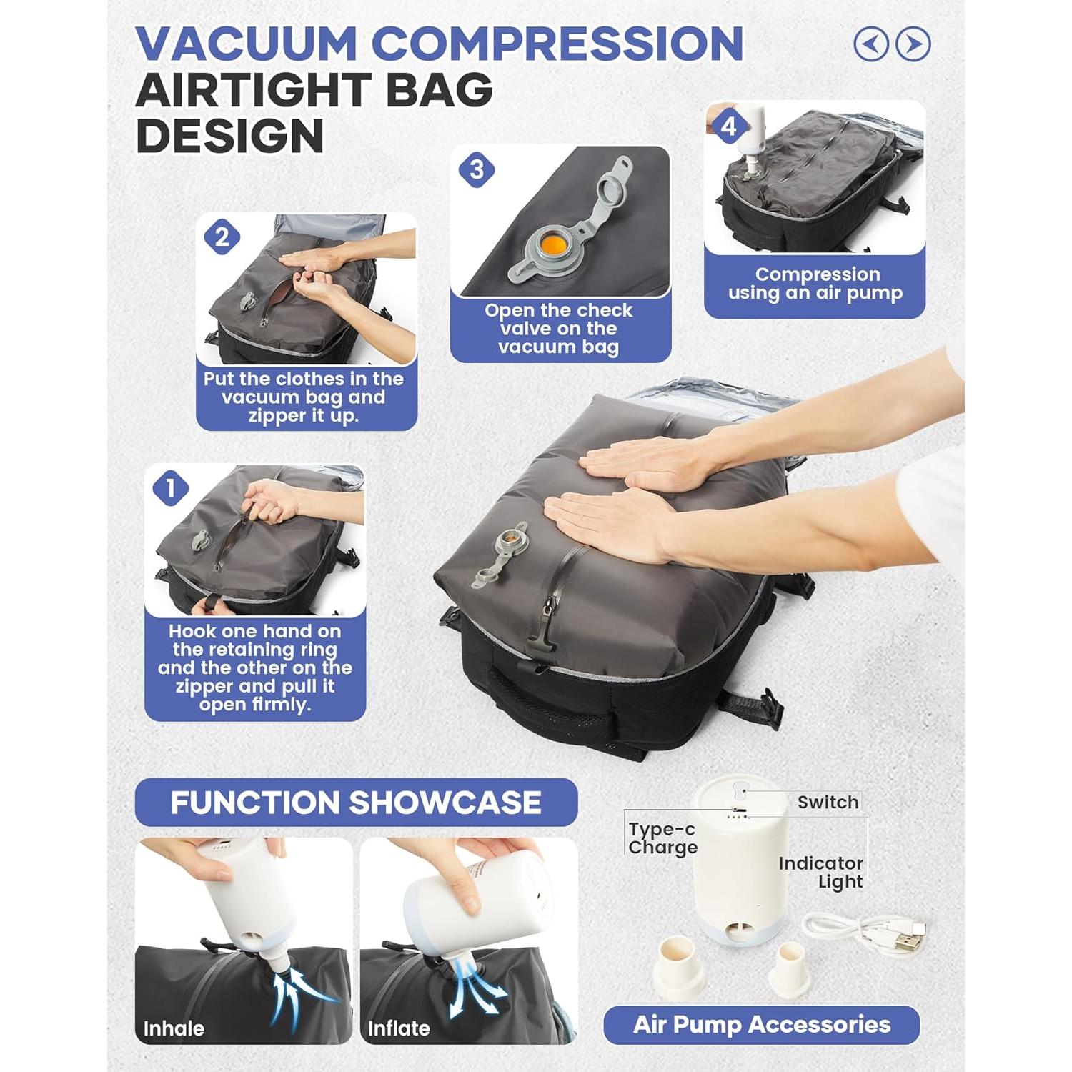 Mochila de Almacenamiento al Vacío Vacpack Airback 40L Negra