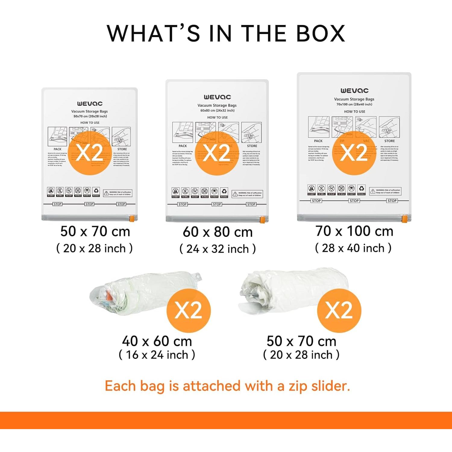 Bolsas de Almacenamiento al Vacío Wevac 10 Piezas - Ahorra Espacio