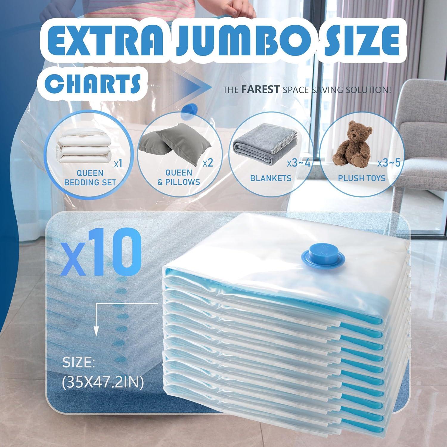 Paquete de 10 Bolsas de Almacenamiento al Vacío Farest XXL 120x89cm