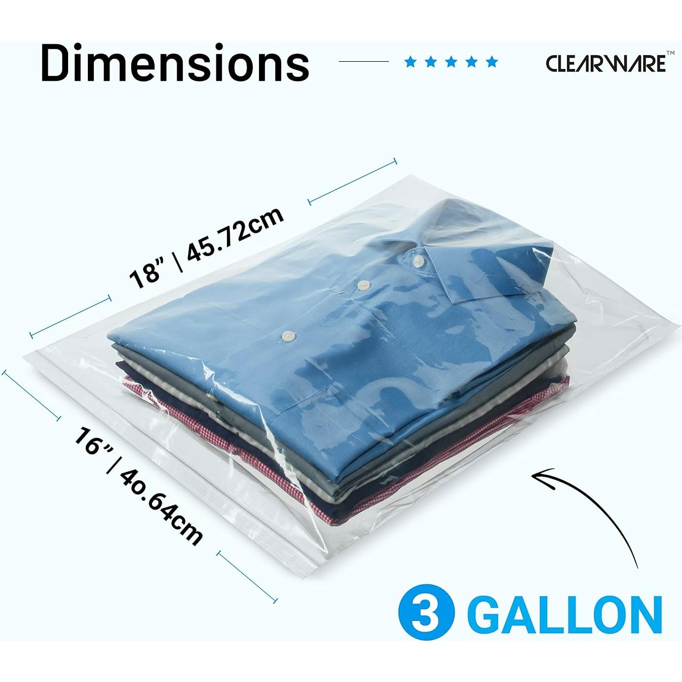 12 Bolsas de Almacenamiento Transparentes CLEARWARE 40.6x45.7cm