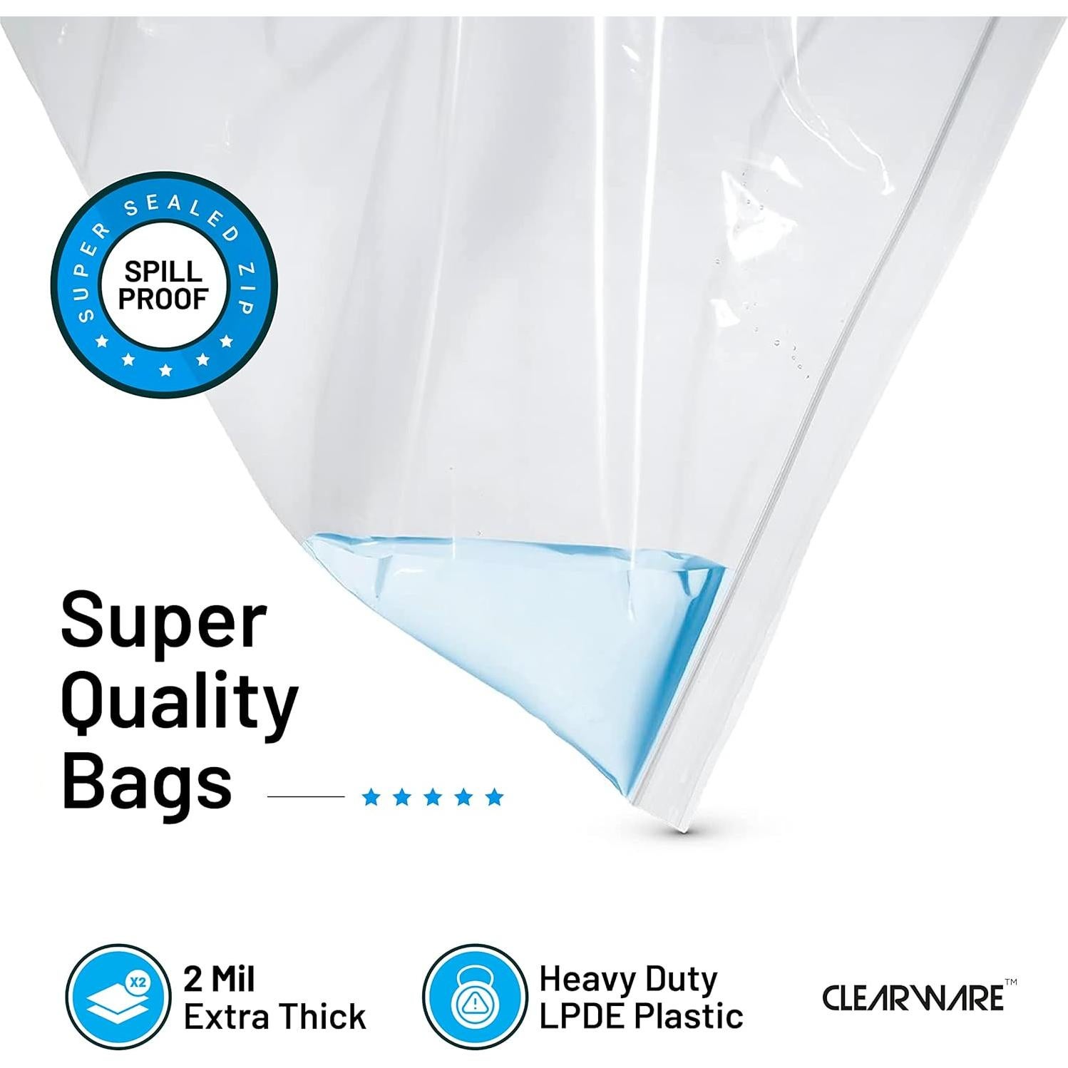 12 Bolsas de Almacenamiento Transparentes CLEARWARE 40.6x45.7cm