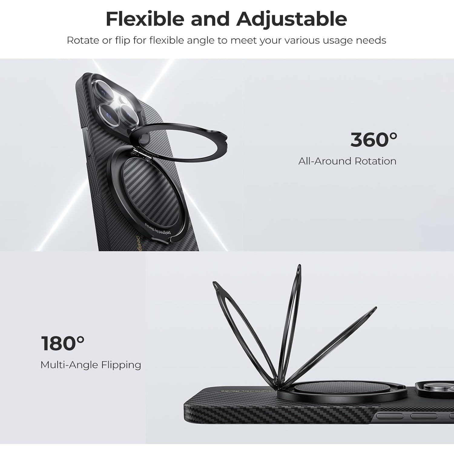 Soporte de Anillo Magnético BENKS para iPhone 12-16, Negro