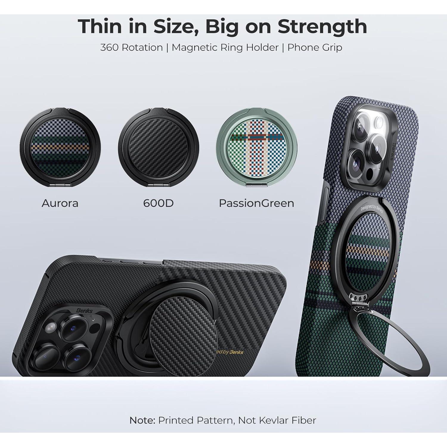 Soporte de Anillo Magnético BENKS para iPhone 12-16, Negro