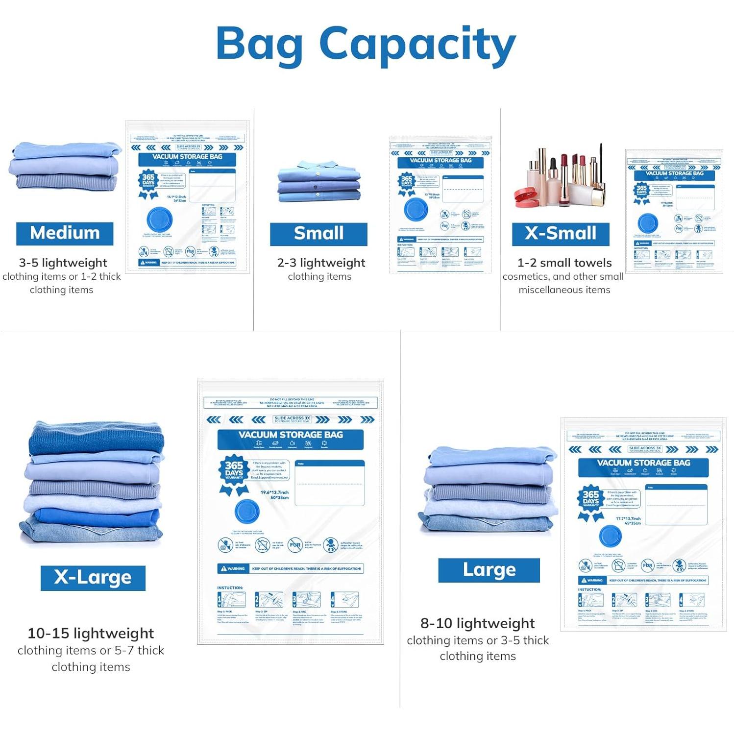 Bolsas de Almacenamiento al Vacío MONVANE 10 Piezas con Bomba