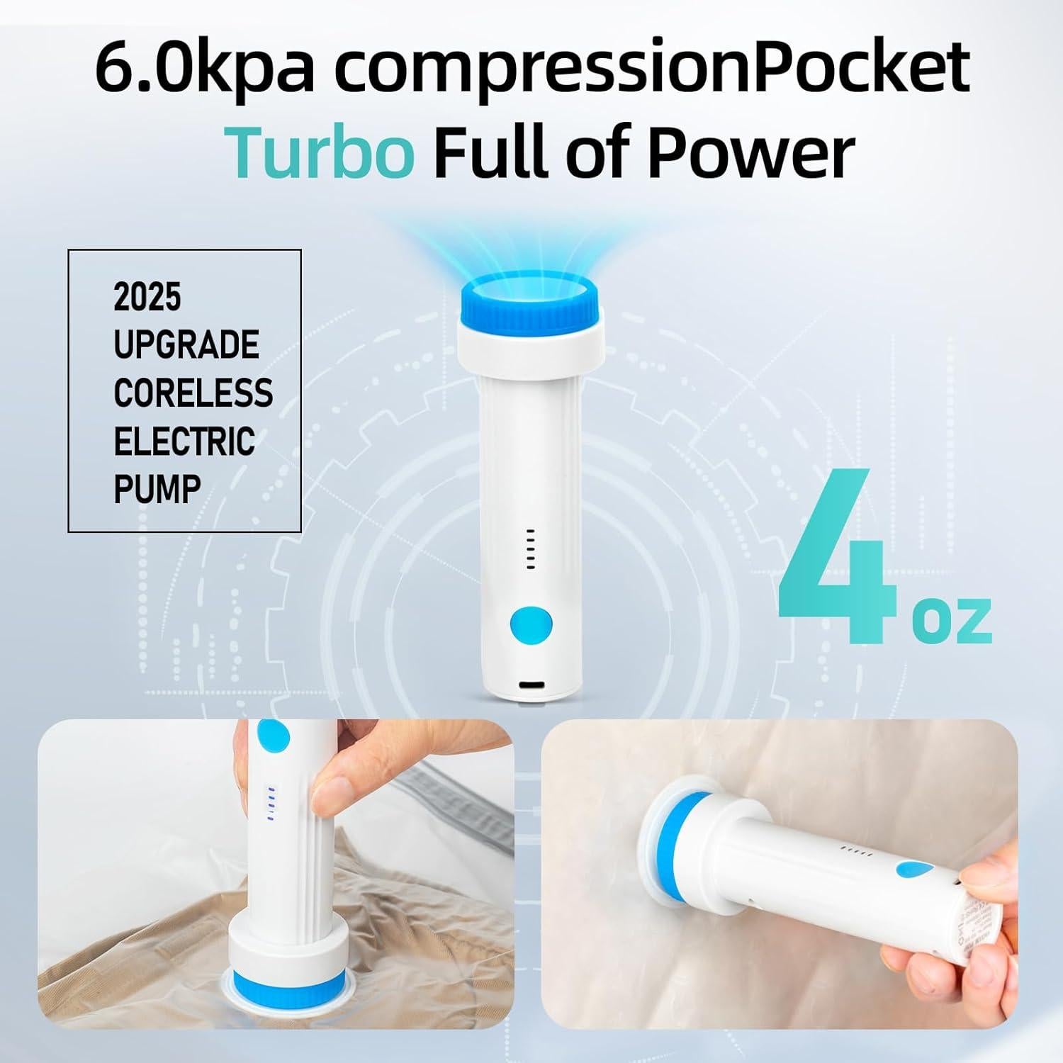 Bomba de Vacío Eléctrica Inalámbrica DUORAN 6.0 kPa USB