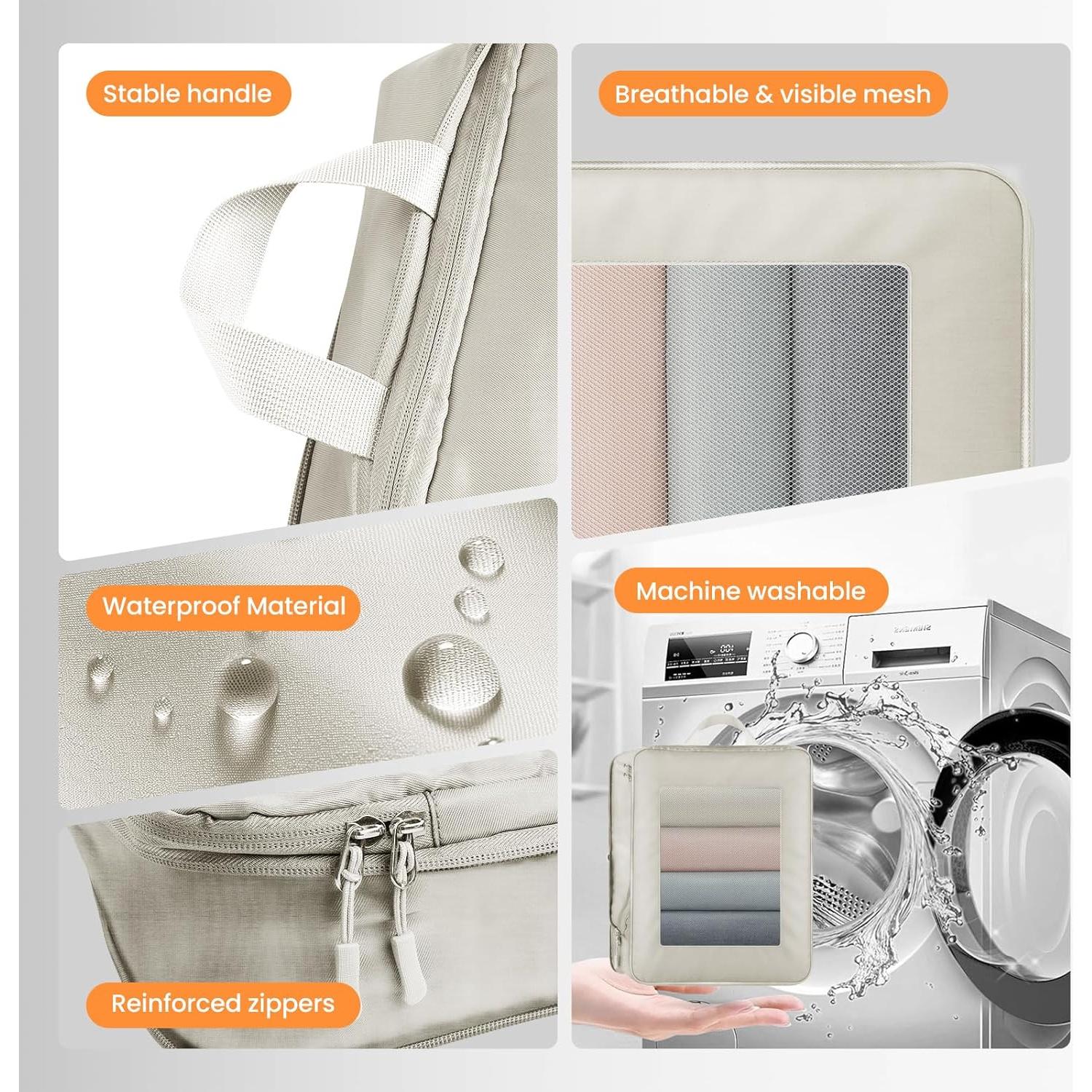 Set de 8 Cubos de Compresión AUGOSTA para Equipaje Beige